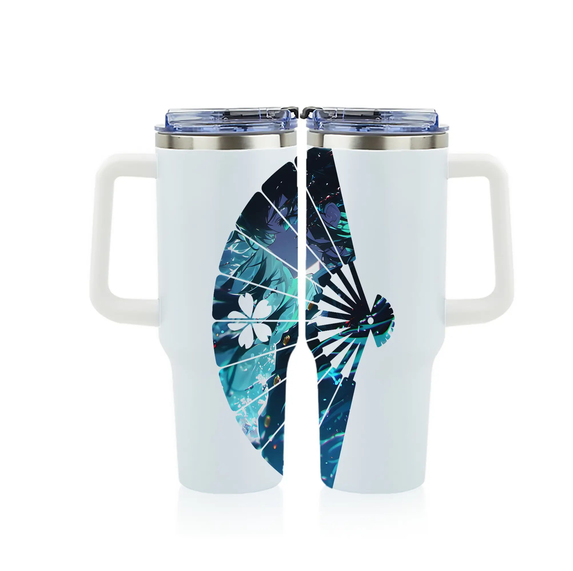 鬼滅の刃 グッズ,時透 無一郎 - 1200mL フルプリント車用タンブラー ・ 304ステンレス 内側 ・ 201ステンレス 外側 ・ 保温 保冷 ・ 通勤 ドライブ アウトドア用