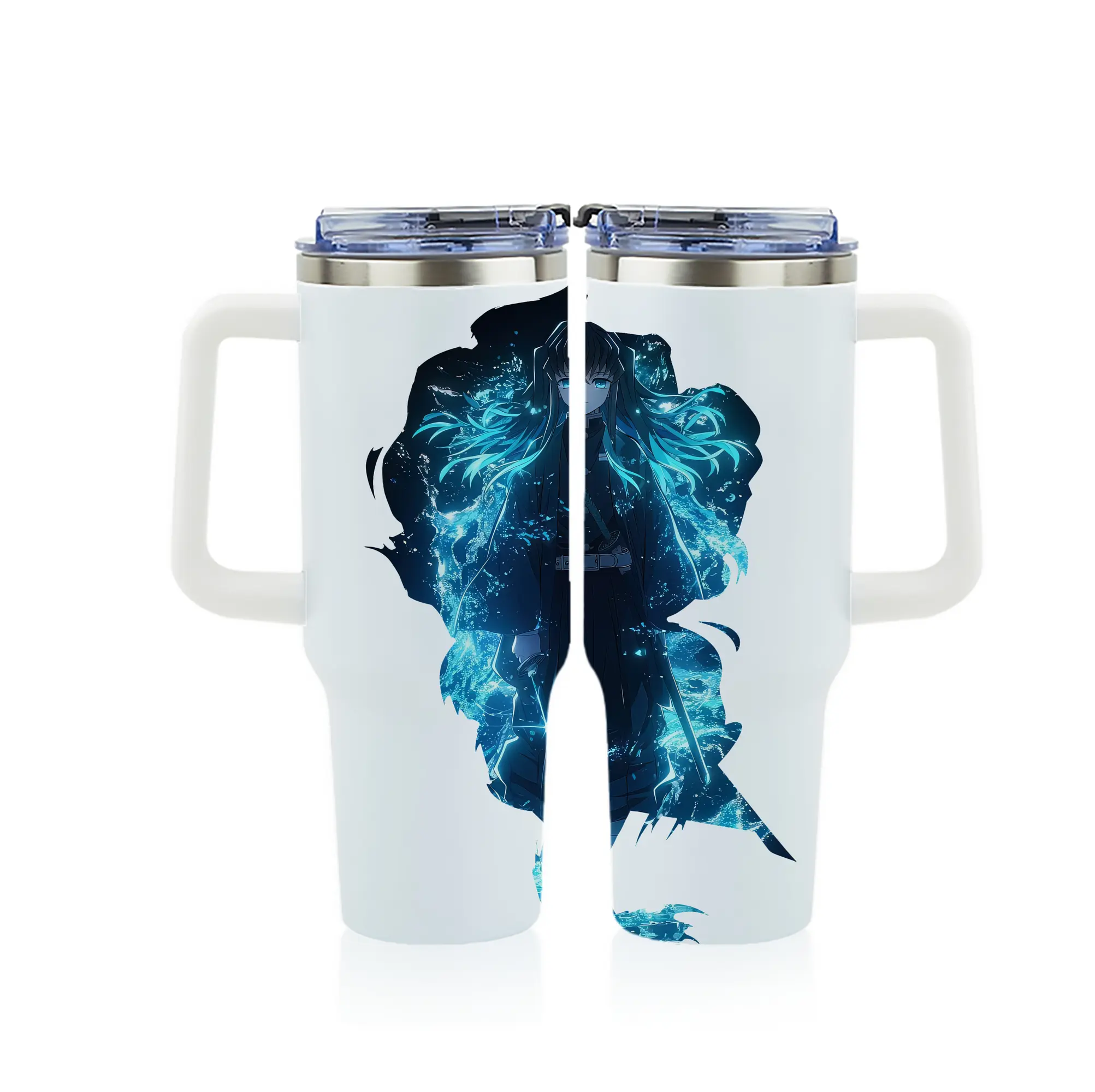 鬼滅の刃 グッズ,時透 無一郎 - 1200mL フルプリント車用タンブラー ・ 304ステンレス 内側 ・ 201ステンレス 外側 ・ 保温 保冷 ・ 通勤 ドライブ アウトドア用