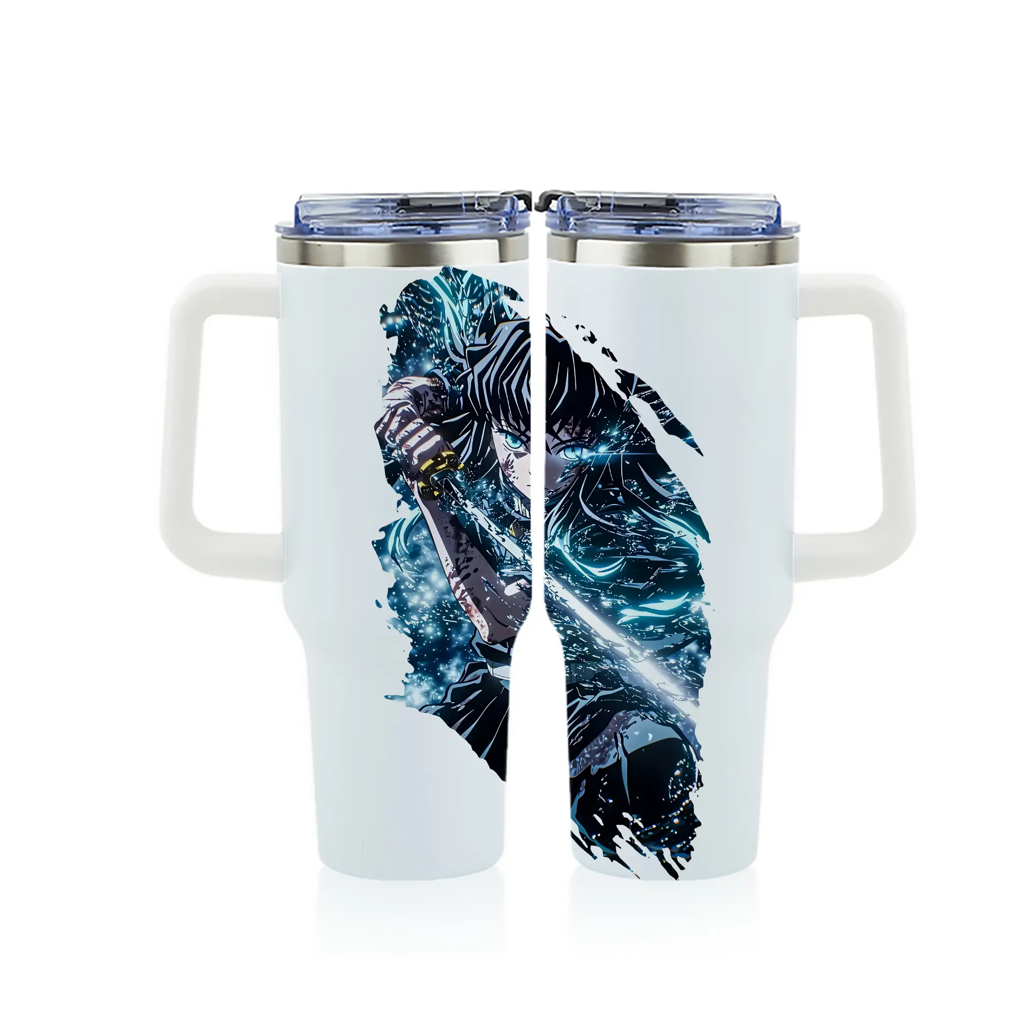 鬼滅の刃 グッズ,時透 無一郎 - 1200mL フルプリント車用タンブラー ・ 304ステンレス 内側 ・ 201ステンレス 外側 ・ 保温 保冷 ・ 通勤 ドライブ アウトドア用