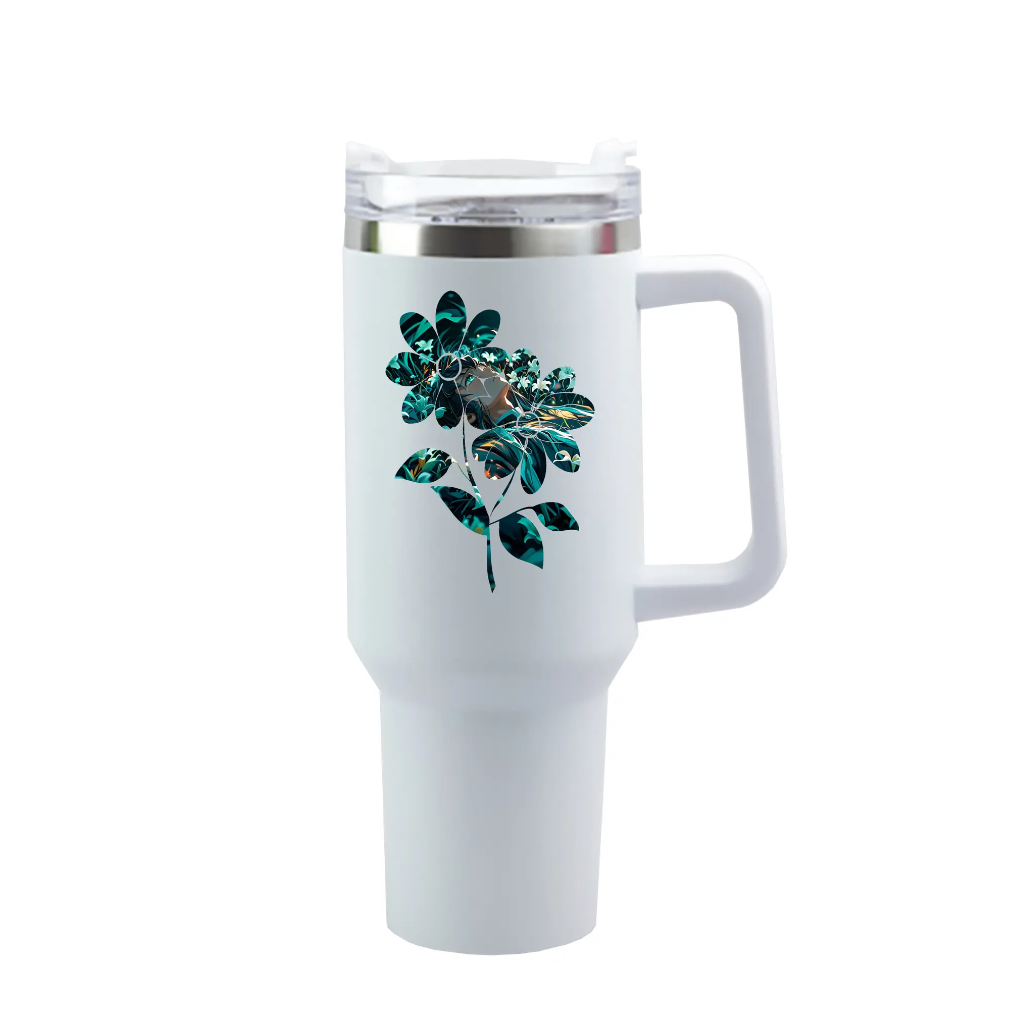 鬼滅の刃 グッズ,時透 無一郎 - 1200mL 車用タンブラー ・ クリスタルステッカー ・ 304ステンレス 内側 ・ 201ステンレス 外側 ・ 保温 保冷 ・ ハンドル＆ストロー付き ・ 通勤 ドライブ アウトドア用