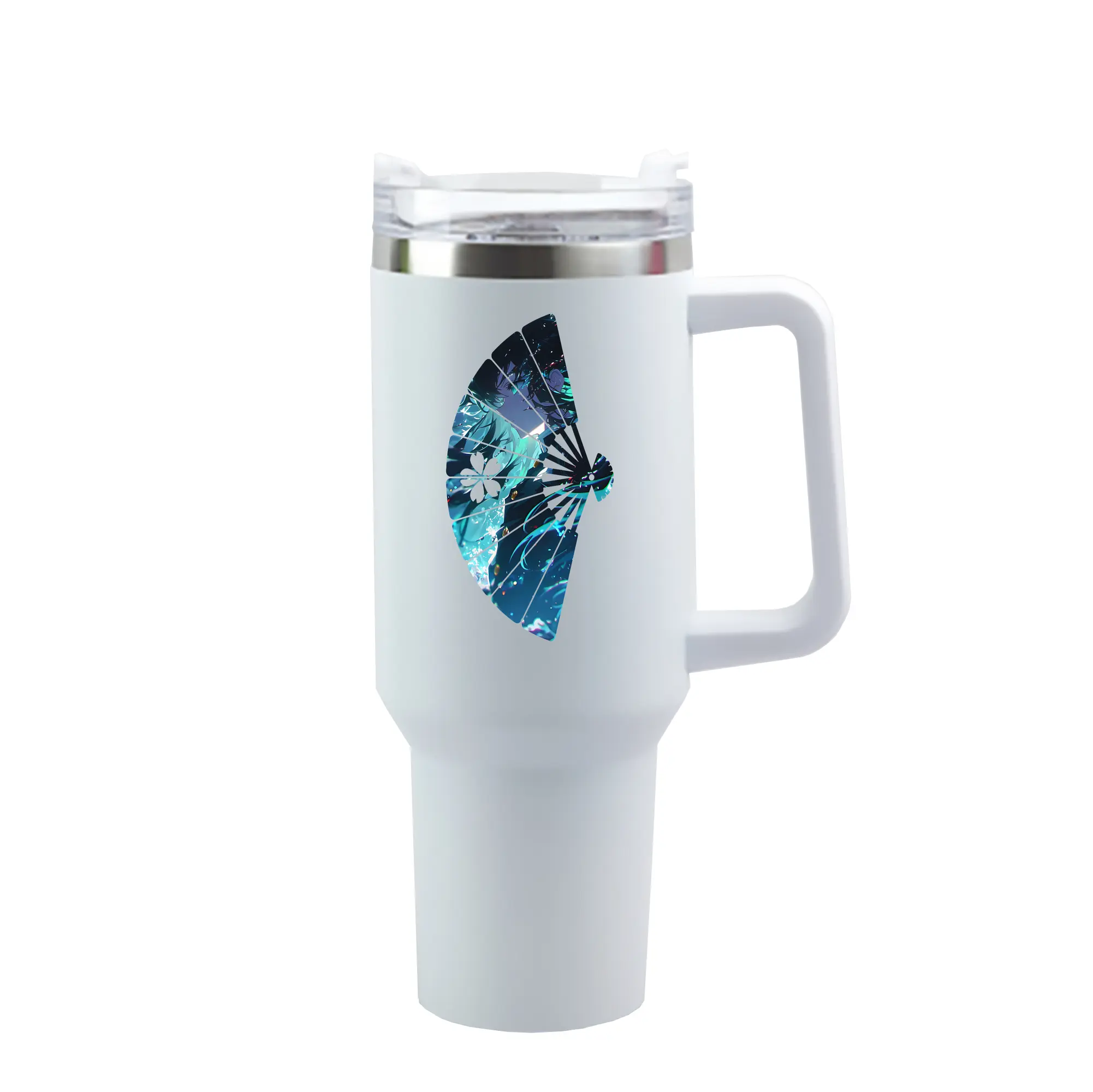 鬼滅の刃 グッズ,時透 無一郎 - 1200mL 車用タンブラー ・ クリスタルステッカー ・ 304ステンレス 内側 ・ 201ステンレス 外側 ・ 保温 保冷 ・ ハンドル＆ストロー付き ・ 通勤 ドライブ アウトドア用