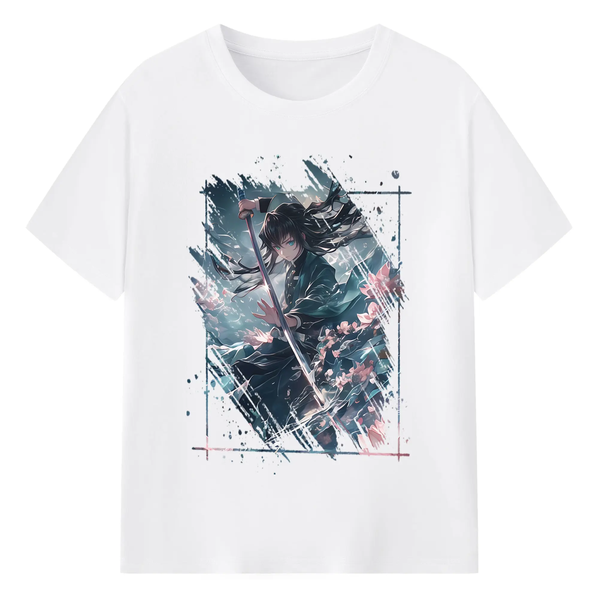 鬼滅の刃 グッズ,時透 無一郎 - 綿100％ 半袖Tシャツ ・ フロントプリント ・ 快適 通気性 ・ 日常使い 散歩 スポーツ用