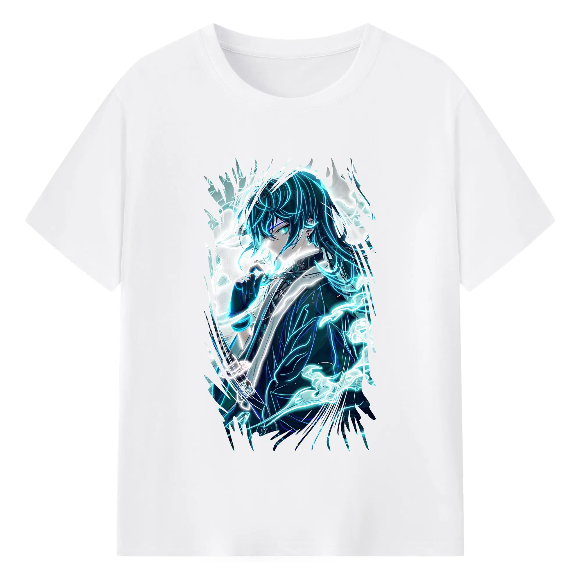 鬼滅の刃 グッズ,時透 無一郎 - 綿100％ 半袖Tシャツ ・ フロントプリント ・ 快適 通気性 ・ 日常使い 散歩 スポーツ用