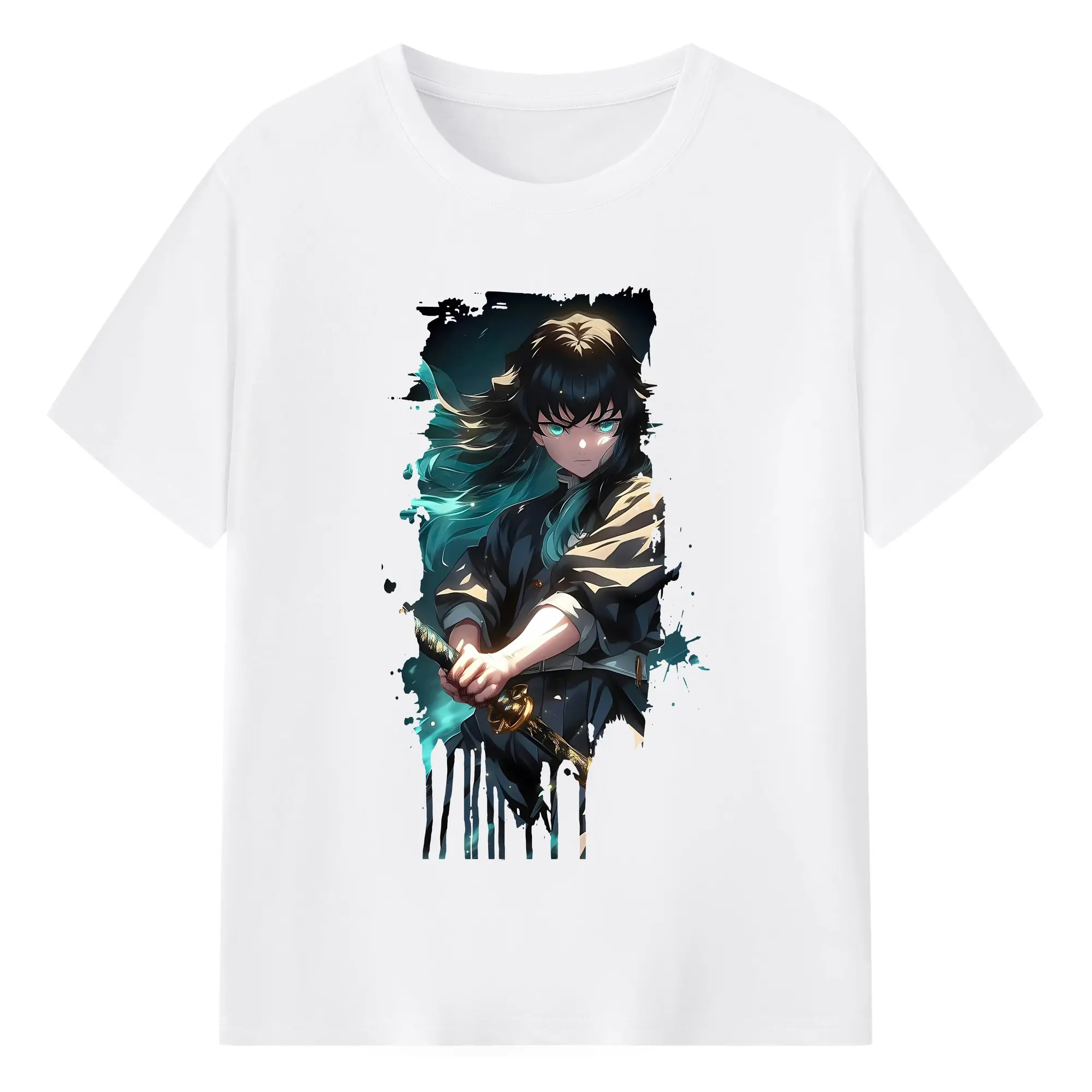 鬼滅の刃 グッズ,時透 無一郎 - 綿100％ 半袖Tシャツ ・ フロントプリント ・ 快適 通気性 ・ 日常使い 散歩 スポーツ用