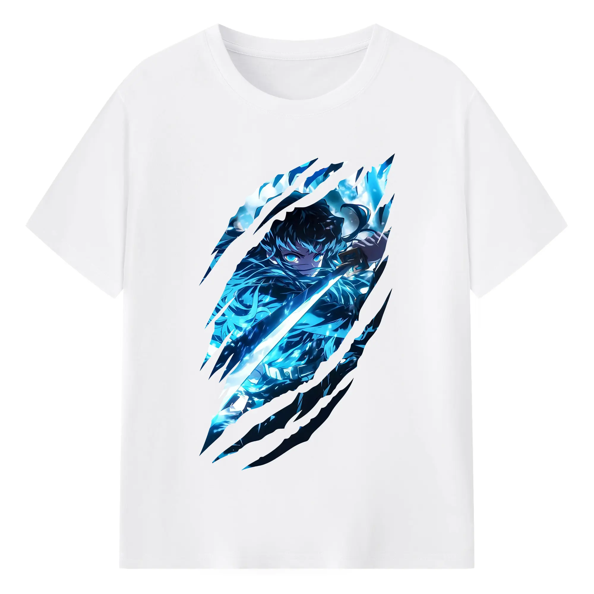 鬼滅の刃 グッズ,時透 無一郎 - 綿100％ 半袖Tシャツ ・ フロントプリント ・ 快適 通気性 ・ 日常使い 散歩 スポーツ用