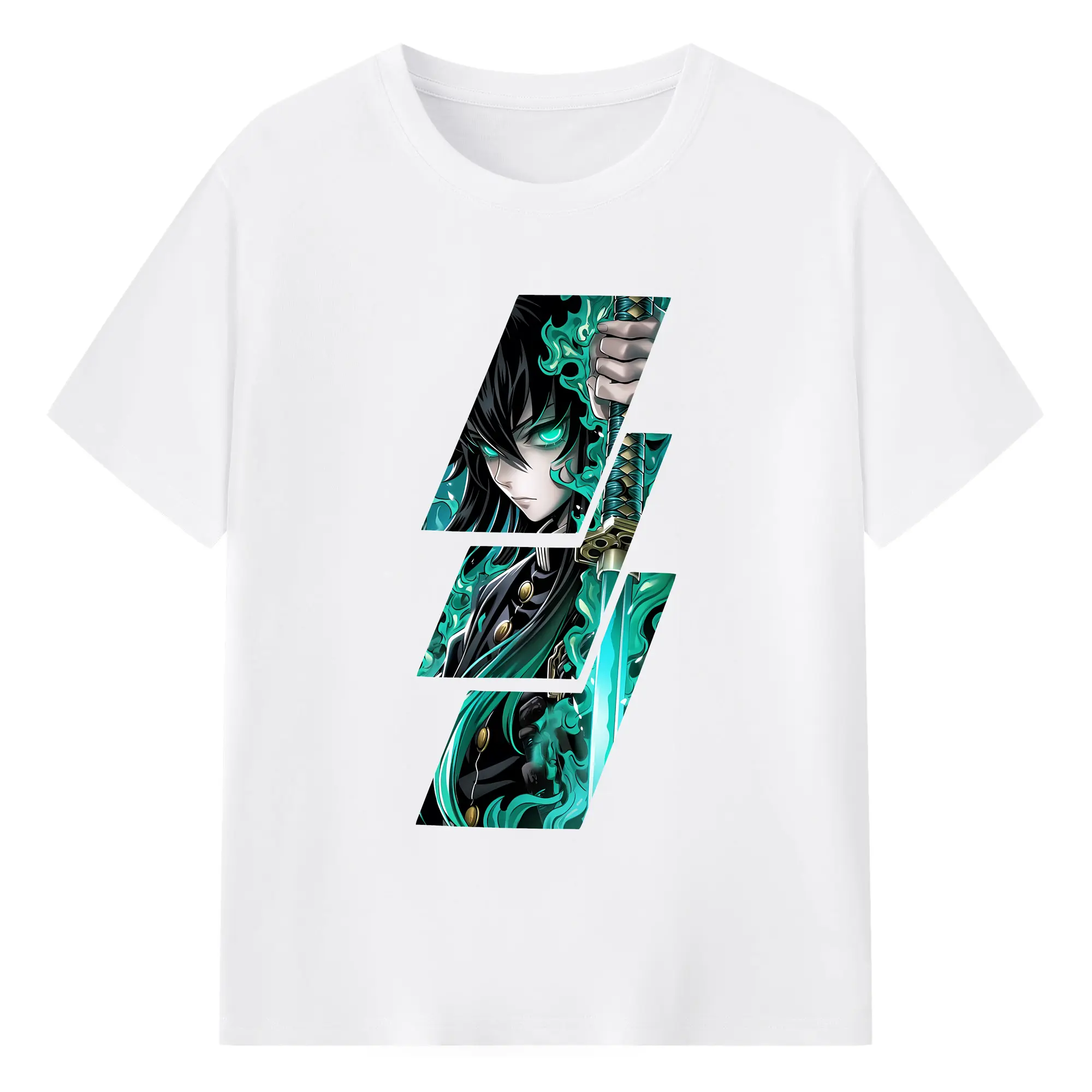 鬼滅の刃 グッズ,時透 無一郎 - 綿100％ 半袖Tシャツ ・ フロントプリント ・ 快適 通気性 ・ 日常使い 散歩 スポーツ用