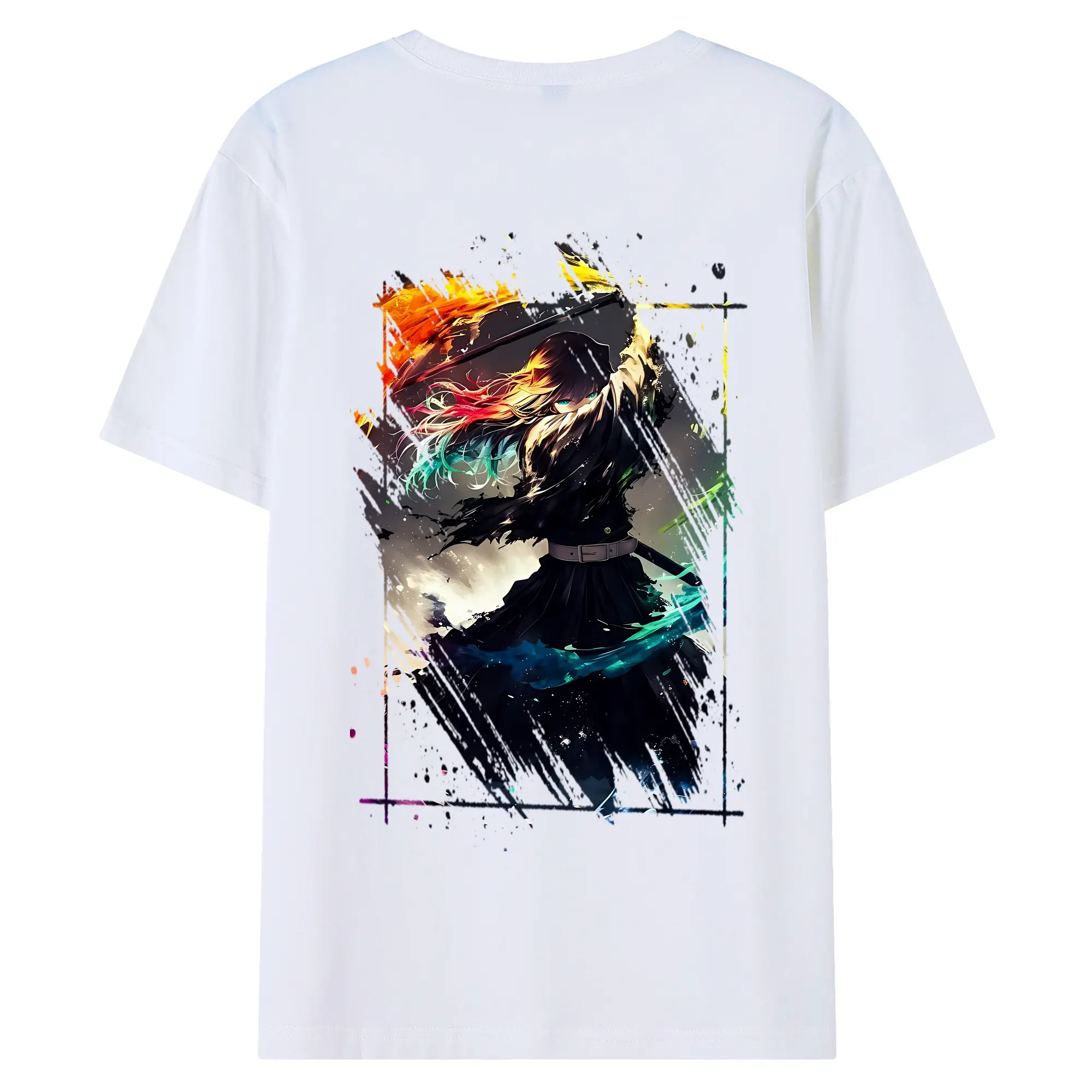 鬼滅の刃 グッズ,時透 無一郎 - 綿100％ 半袖Tシャツ ・ バックプリント ・ 快適 通気性 ・ 日常使い 散歩 スポーツ用