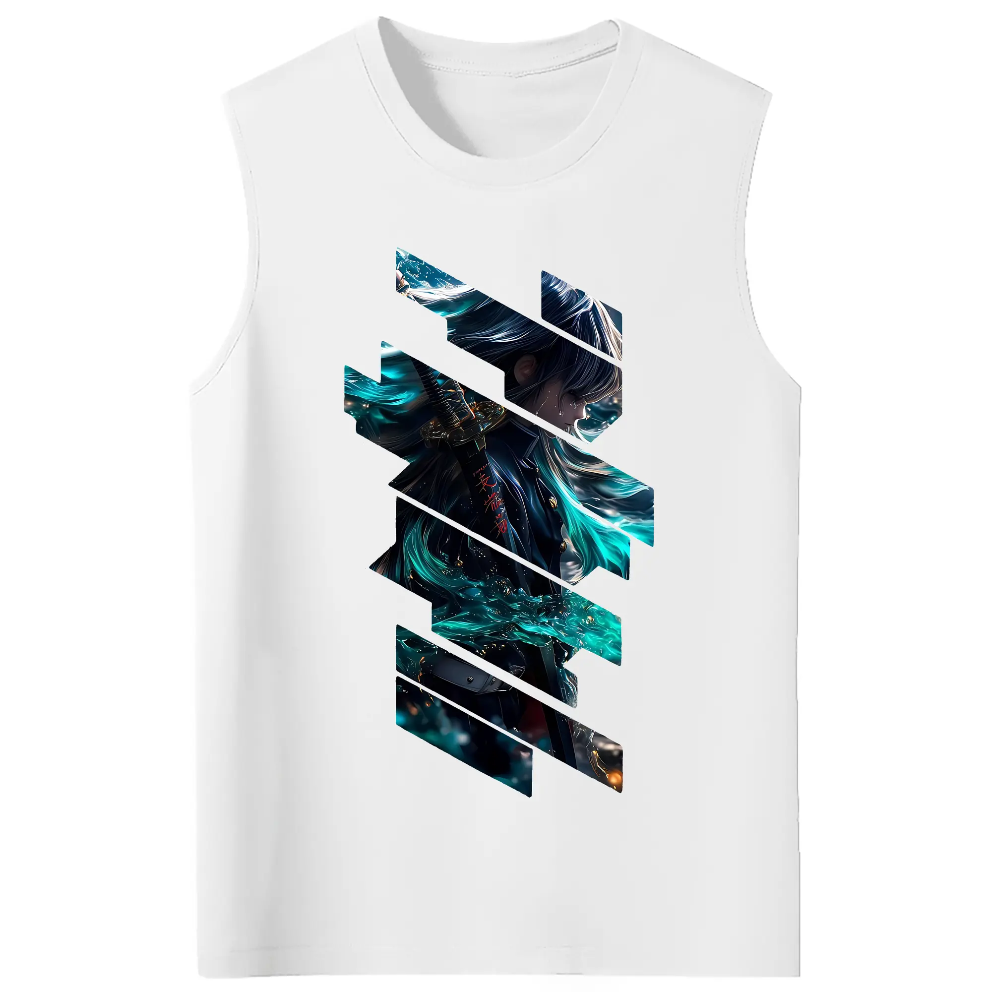 鬼滅の刃 グッズ,時透 無一郎 - コットン100％ タンクトップ ・ フロントプリント ・ タイトフィット ・ 快適 通気性 ・ スポーツ カジュアル 散歩用