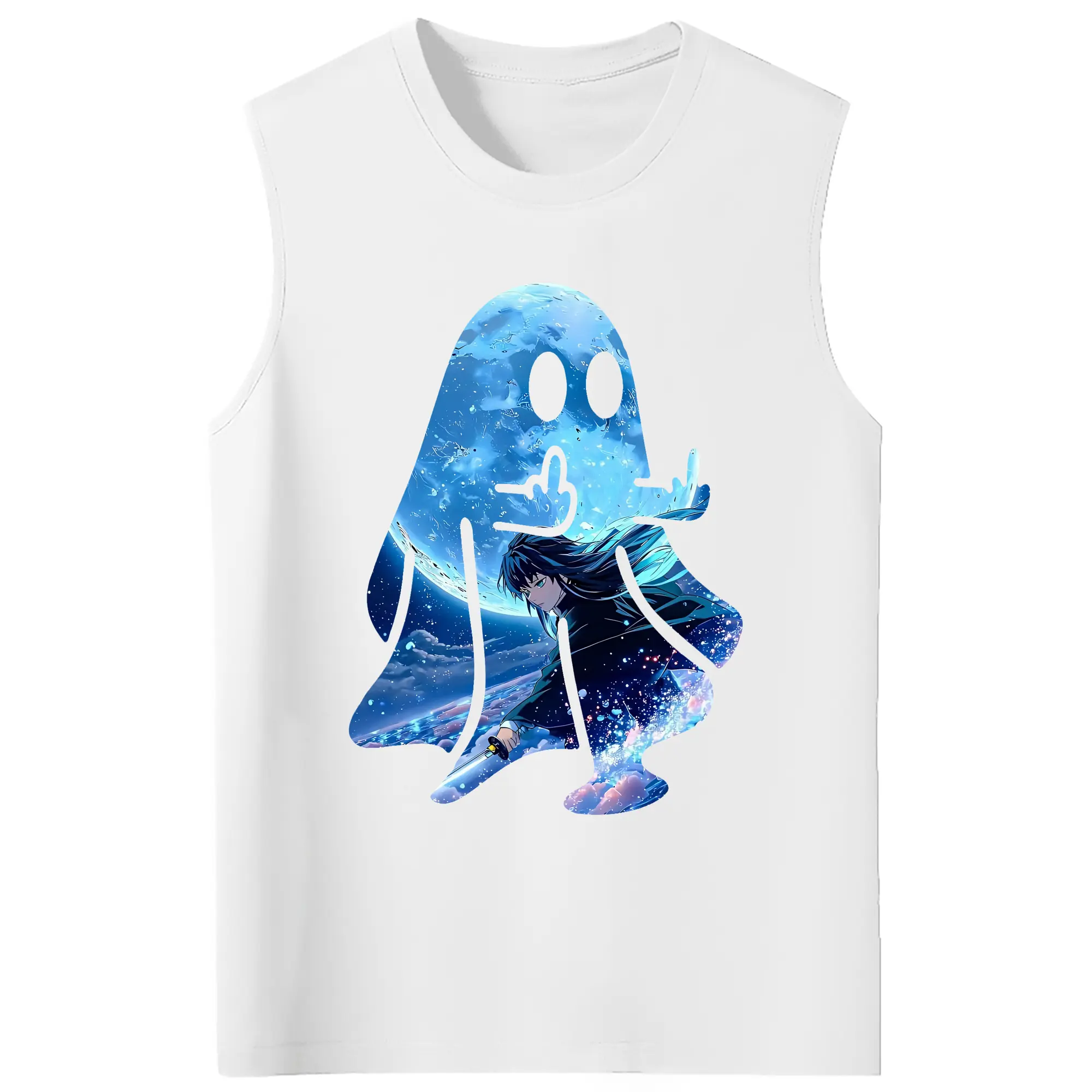 鬼滅の刃 グッズ,時透 無一郎 - コットン100％ タンクトップ ・ フロントプリント ・ タイトフィット ・ 快適 通気性 ・ スポーツ カジュアル 散歩用