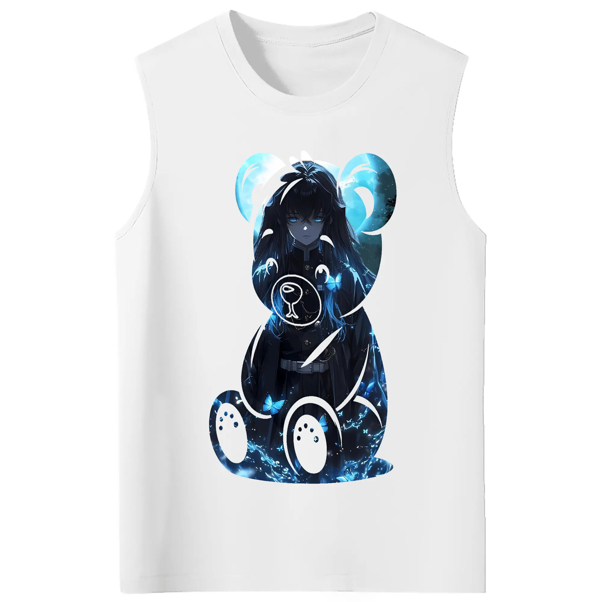 鬼滅の刃 グッズ,時透 無一郎 - コットン100％ タンクトップ ・ フロントプリント ・ タイトフィット ・ 快適 通気性 ・ スポーツ カジュアル 散歩用
