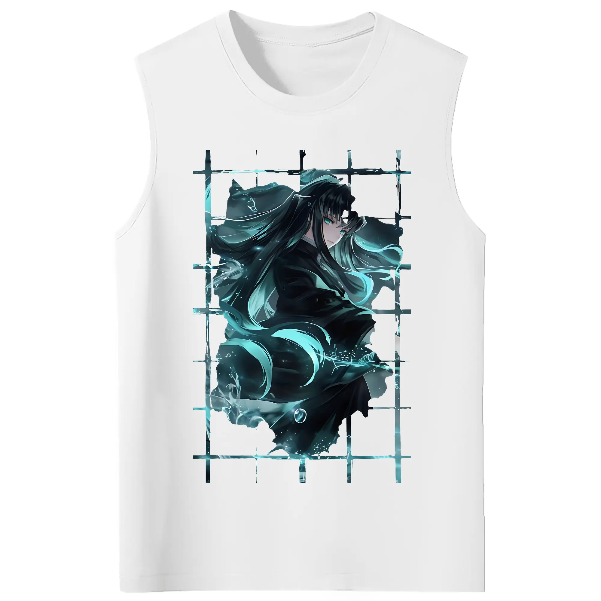 鬼滅の刃 グッズ,時透 無一郎 - コットン100％ タンクトップ ・ フロントプリント ・ タイトフィット ・ 快適 通気性 ・ スポーツ カジュアル 散歩用