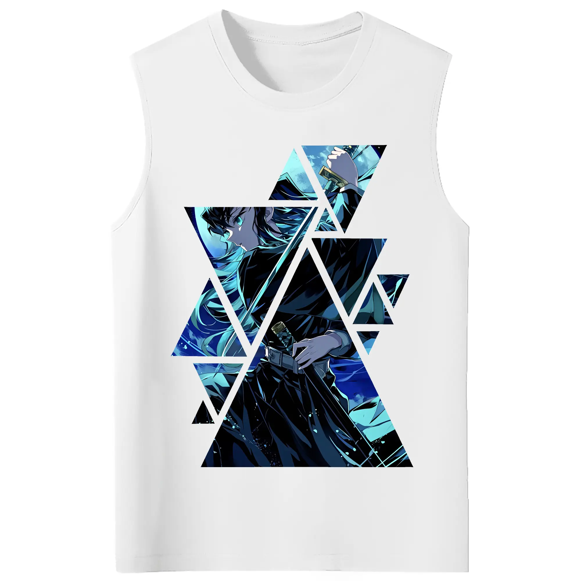 鬼滅の刃 グッズ,時透 無一郎 - コットン100％ タンクトップ ・ フロントプリント ・ タイトフィット ・ 快適 通気性 ・ スポーツ カジュアル 散歩用