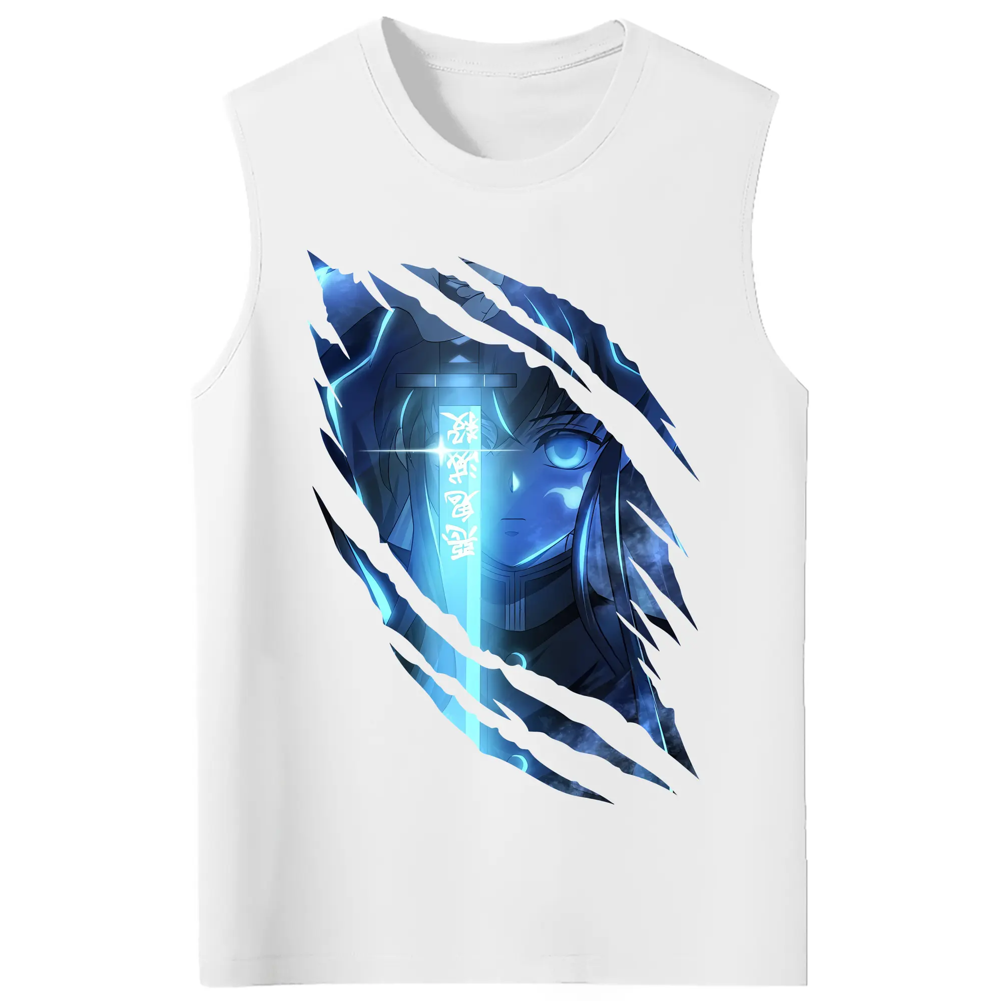鬼滅の刃 グッズ,時透 無一郎 - コットン100％ タンクトップ ・ フロントプリント ・ タイトフィット ・ 快適 通気性 ・ スポーツ カジュアル 散歩用