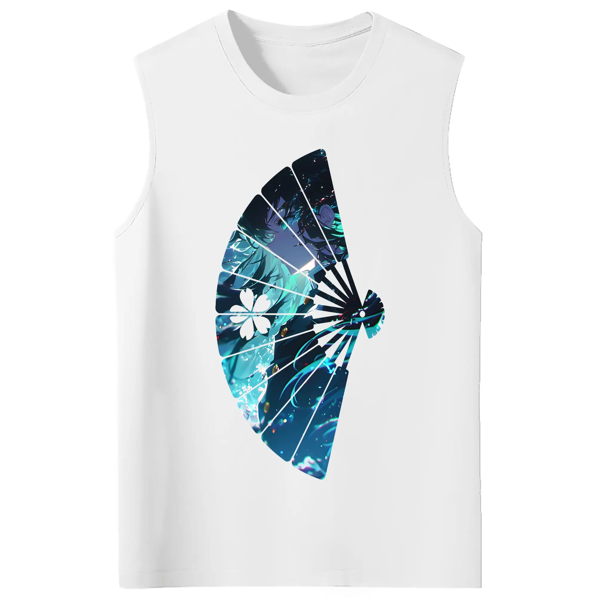 鬼滅の刃 グッズ,時透 無一郎 - コットン100％ タンクトップ ・ フロントプリント ・ タイトフィット ・ 快適 通気性 ・ スポーツ カジュアル 散歩用