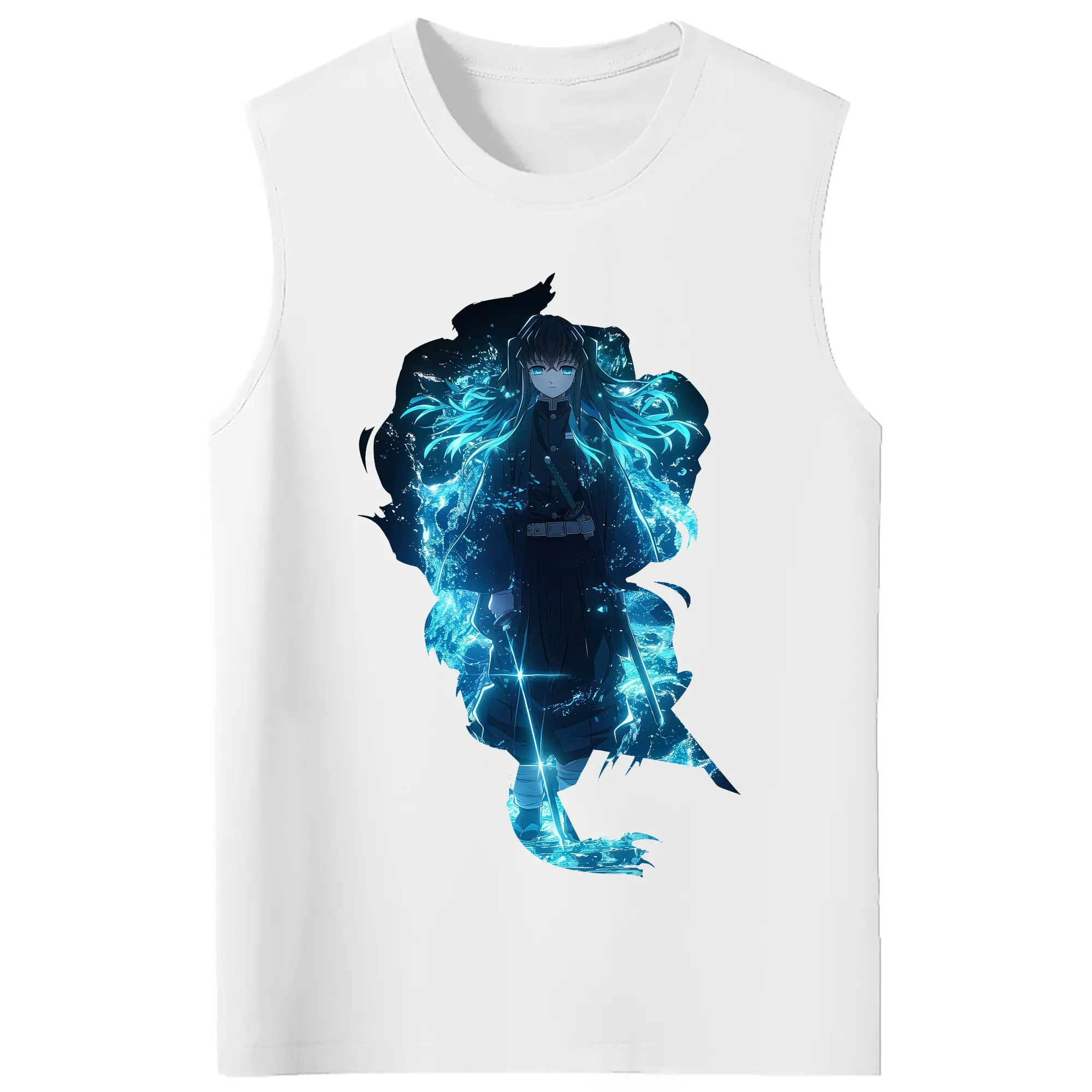 鬼滅の刃 グッズ,時透 無一郎 - コットン100％ タンクトップ ・ フロントプリント ・ タイトフィット ・ 快適 通気性 ・ スポーツ カジュアル 散歩用