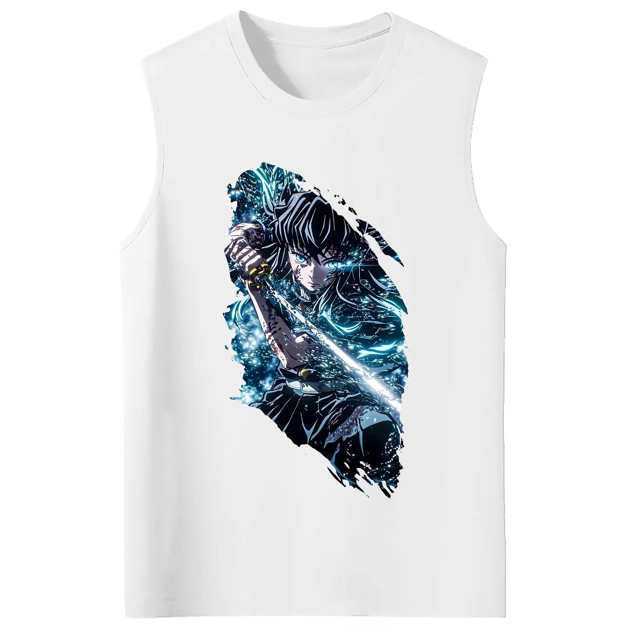 鬼滅の刃 グッズ,時透 無一郎 - コットン100％ タンクトップ ・ フロントプリント ・ タイトフィット ・ 快適 通気性 ・ スポーツ カジュアル 散歩用