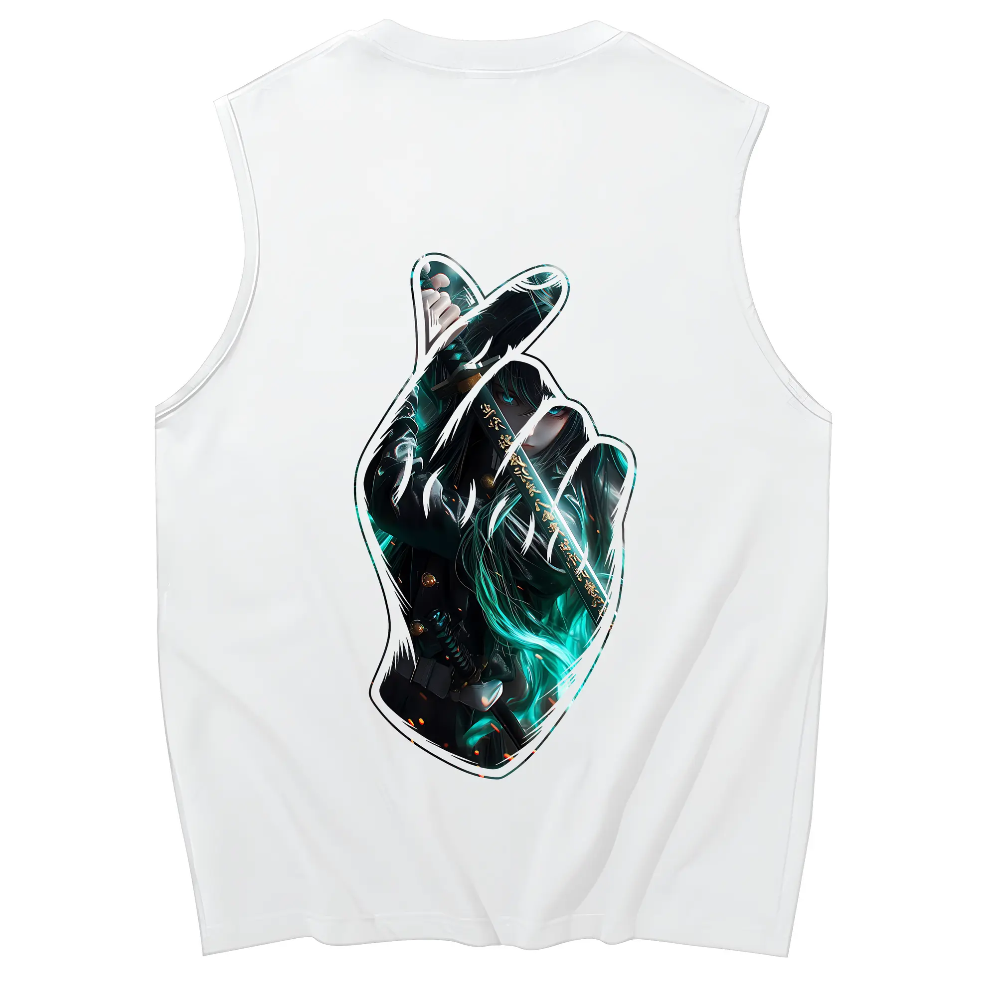 鬼滅の刃 グッズ,時透 無一郎 - コットン100％ タンクトップ ・ 背面プリント ・ タイトシルエット ・ 快適 通気性 ・ スポーツ カジュアル 散歩用