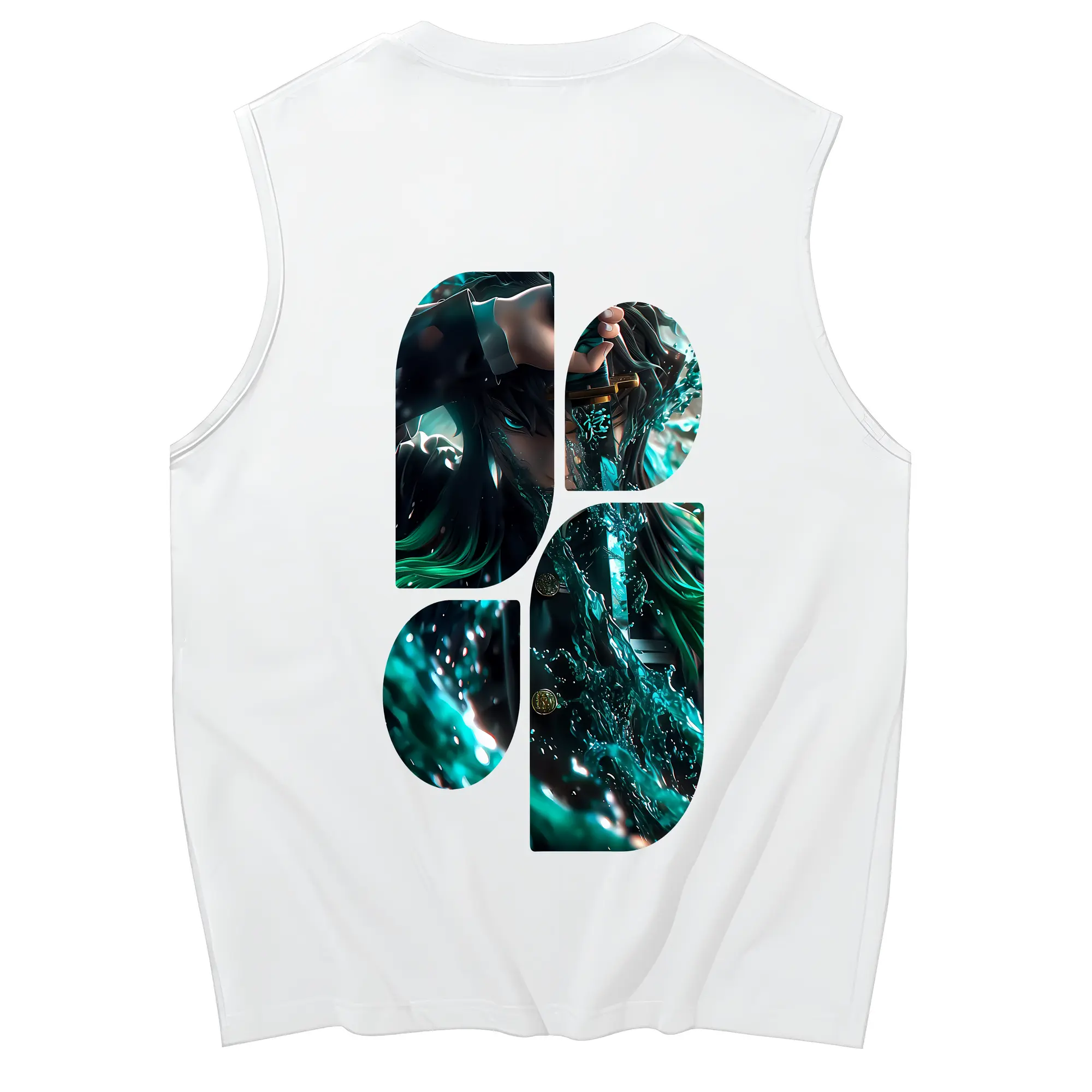 鬼滅の刃 グッズ,時透 無一郎 - コットン100％ タンクトップ ・ 背面プリント ・ タイトシルエット ・ 快適 通気性 ・ スポーツ カジュアル 散歩用