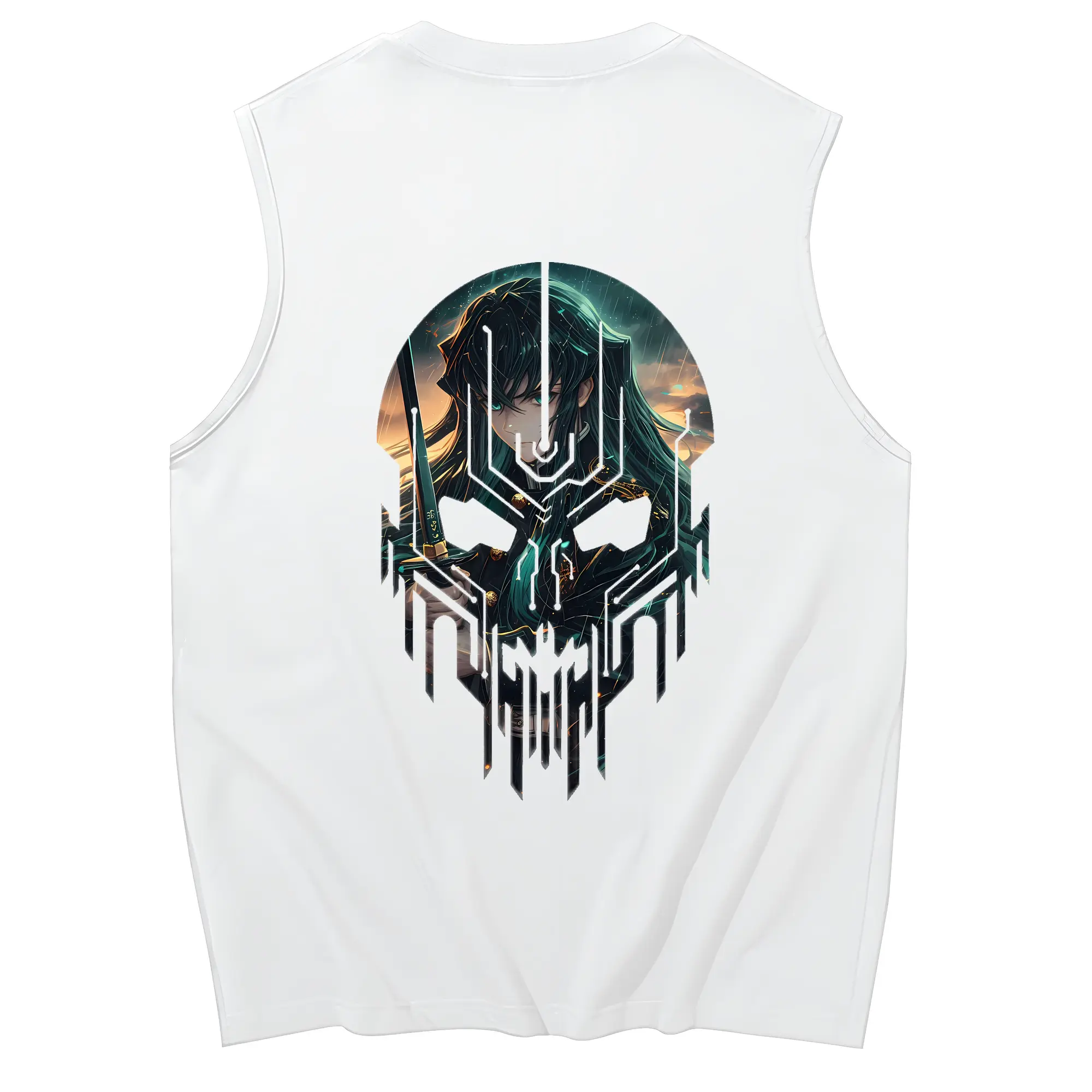 鬼滅の刃 グッズ,時透 無一郎 - コットン100％ タンクトップ ・ 背面プリント ・ タイトシルエット ・ 快適 通気性 ・ スポーツ カジュアル 散歩用
