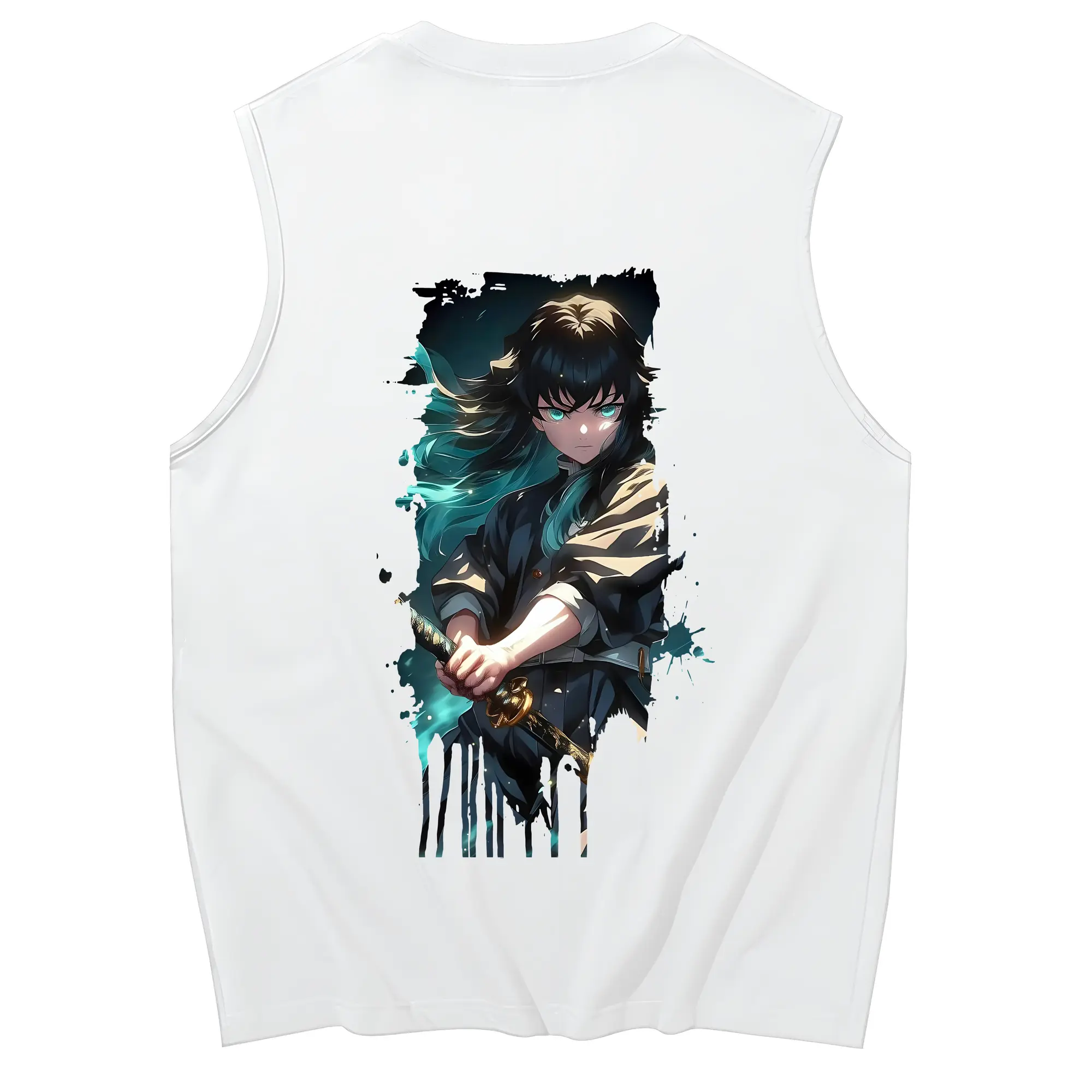 鬼滅の刃 グッズ,時透 無一郎 - コットン100％ タンクトップ ・ 背面プリント ・ タイトシルエット ・ 快適 通気性 ・ スポーツ カジュアル 散歩用