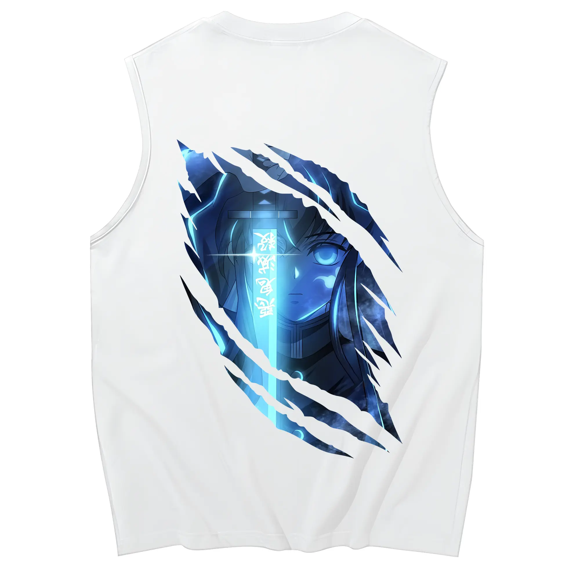 鬼滅の刃 グッズ,時透 無一郎 - コットン100％ タンクトップ ・ 背面プリント ・ タイトシルエット ・ 快適 通気性 ・ スポーツ カジュアル 散歩用