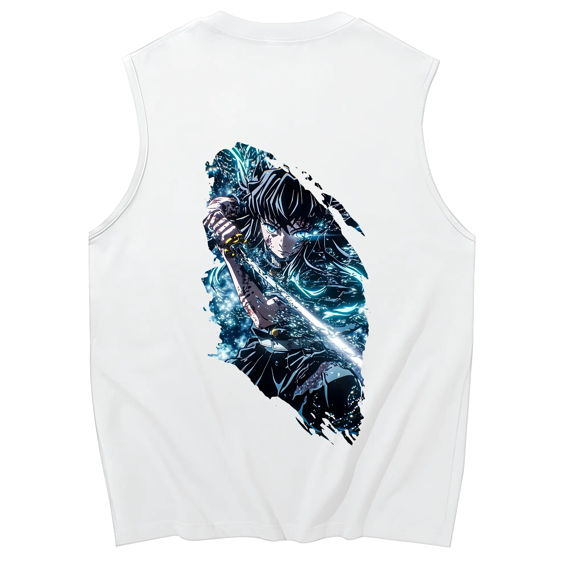 鬼滅の刃 グッズ,時透 無一郎 - コットン100％ タンクトップ ・ 背面プリント ・ タイトシルエット ・ 快適 通気性 ・ スポーツ カジュアル 散歩用