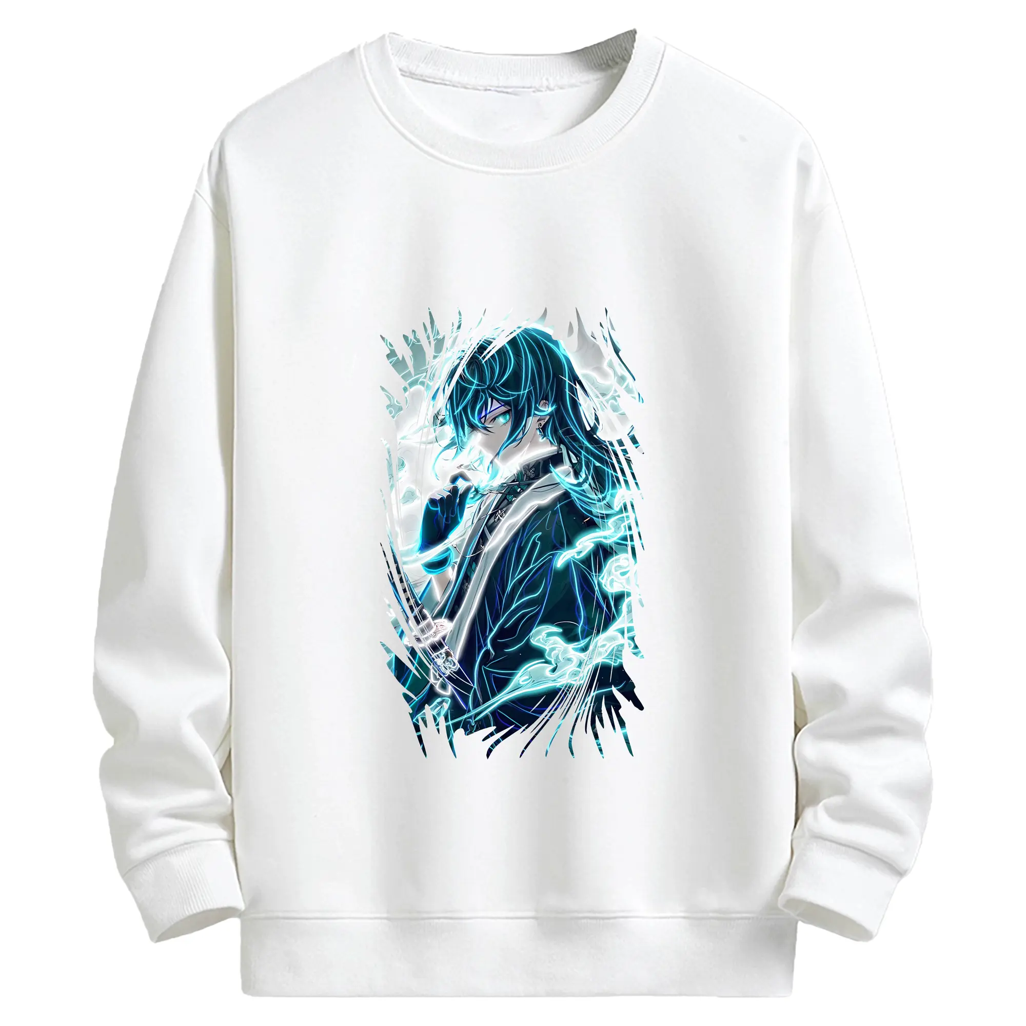 鬼滅の刃 グッズ,時透 無一郎 - 高品質 クルーネック スウェット ・ コットン59％ ポリエステル41％ ・ ユニセックス 長袖 トレーナー ・ カジュアル デイリー スポーツ 散歩用