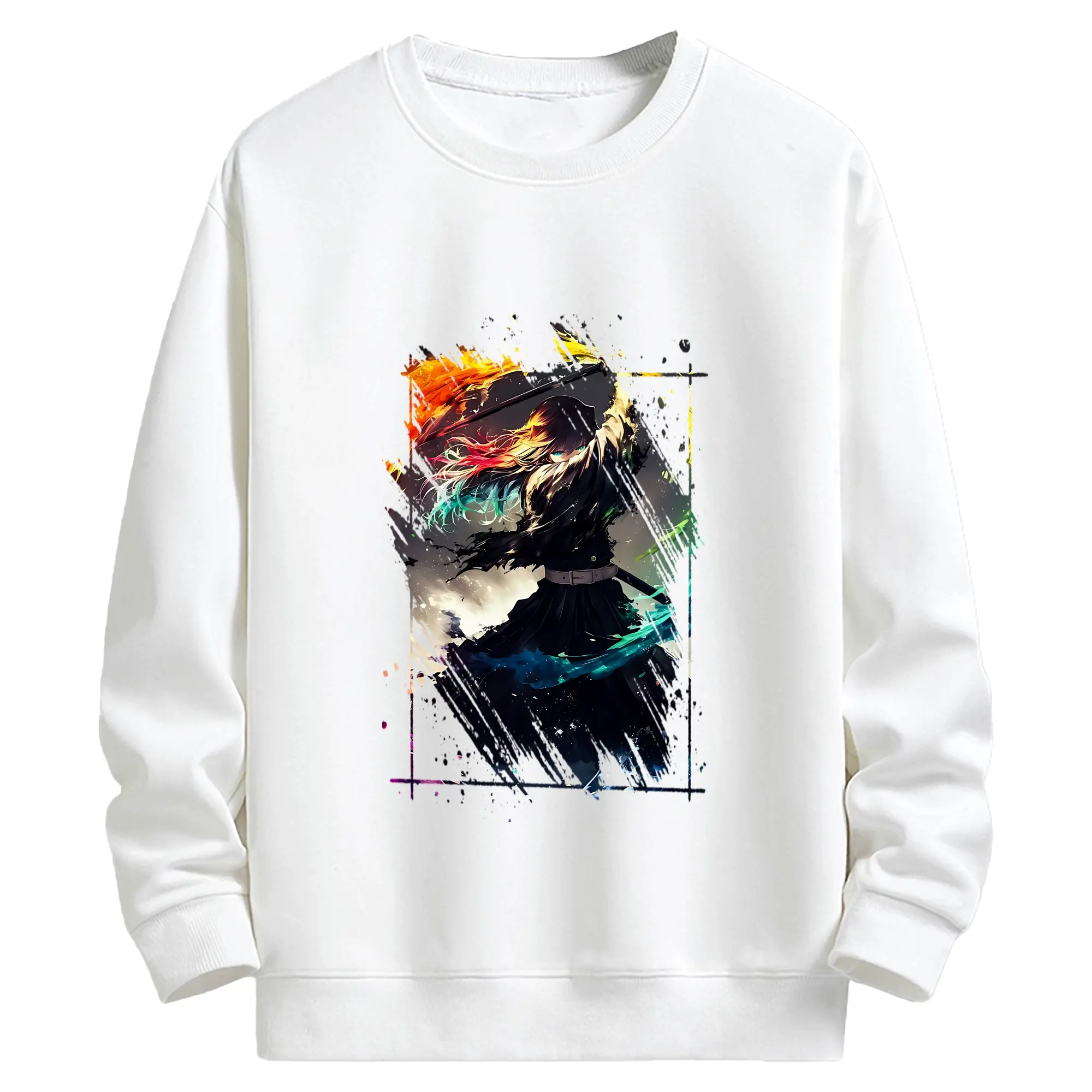 鬼滅の刃 グッズ,時透 無一郎 - 高品質 クルーネック スウェット ・ コットン59％ ポリエステル41％ ・ ユニセックス 長袖 トレーナー ・ カジュアル デイリー スポーツ 散歩用