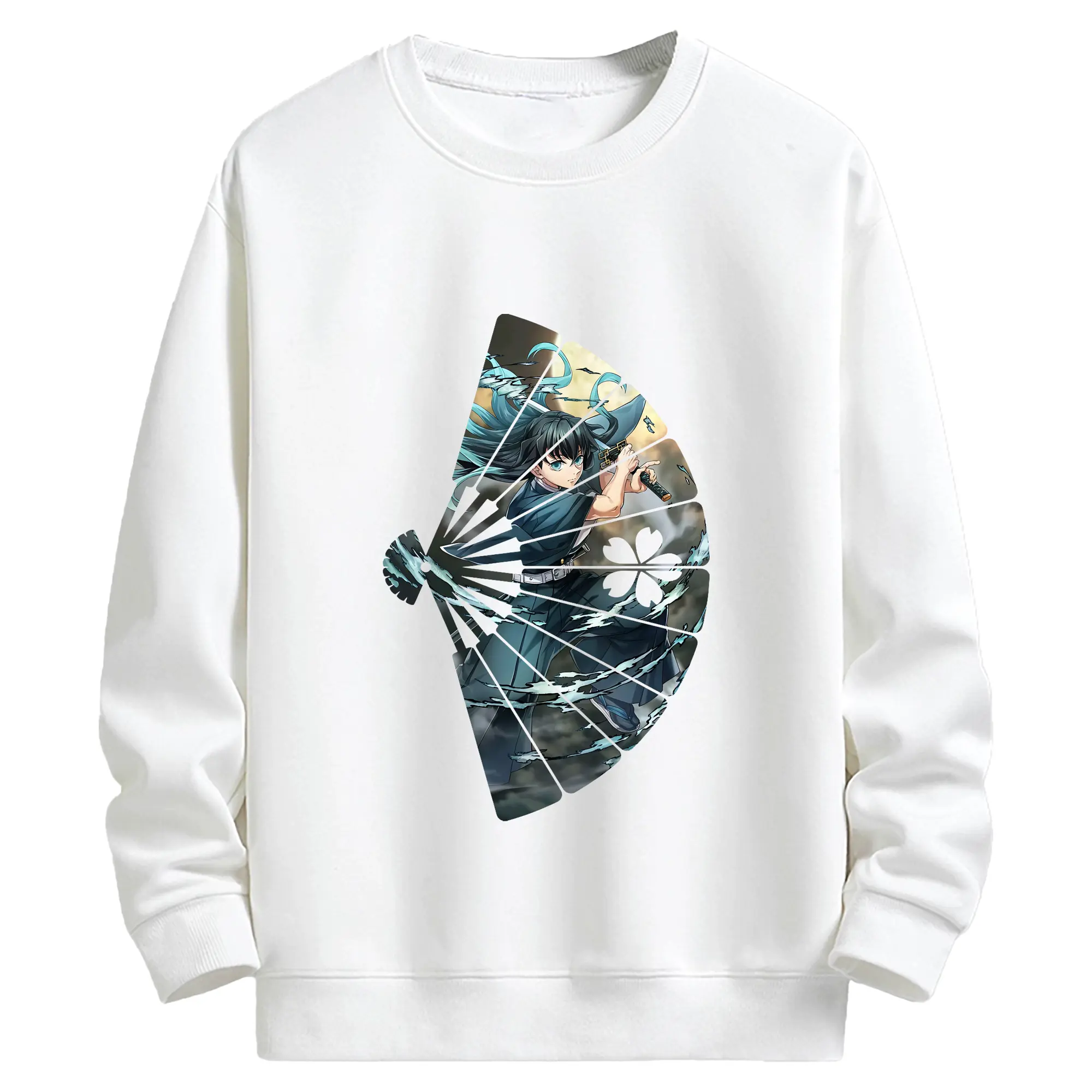 鬼滅の刃 グッズ,時透 無一郎 - 高品質 クルーネック スウェット ・ コットン59％ ポリエステル41％ ・ ユニセックス 長袖 トレーナー ・ カジュアル デイリー スポーツ 散歩用