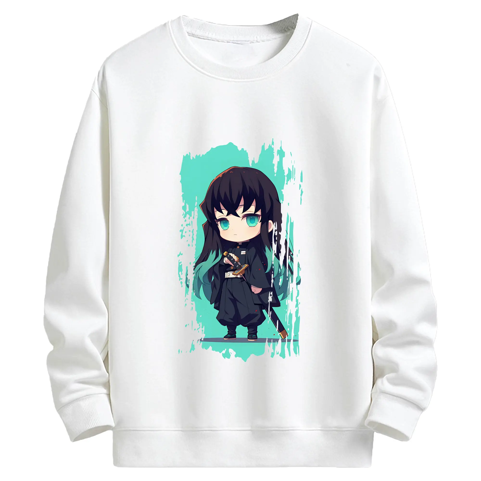 鬼滅の刃 グッズ,時透 無一郎 - 高品質 クルーネック スウェット ・ コットン59％ ポリエステル41％ ・ ユニセックス 長袖 トレーナー ・ カジュアル デイリー スポーツ 散歩用