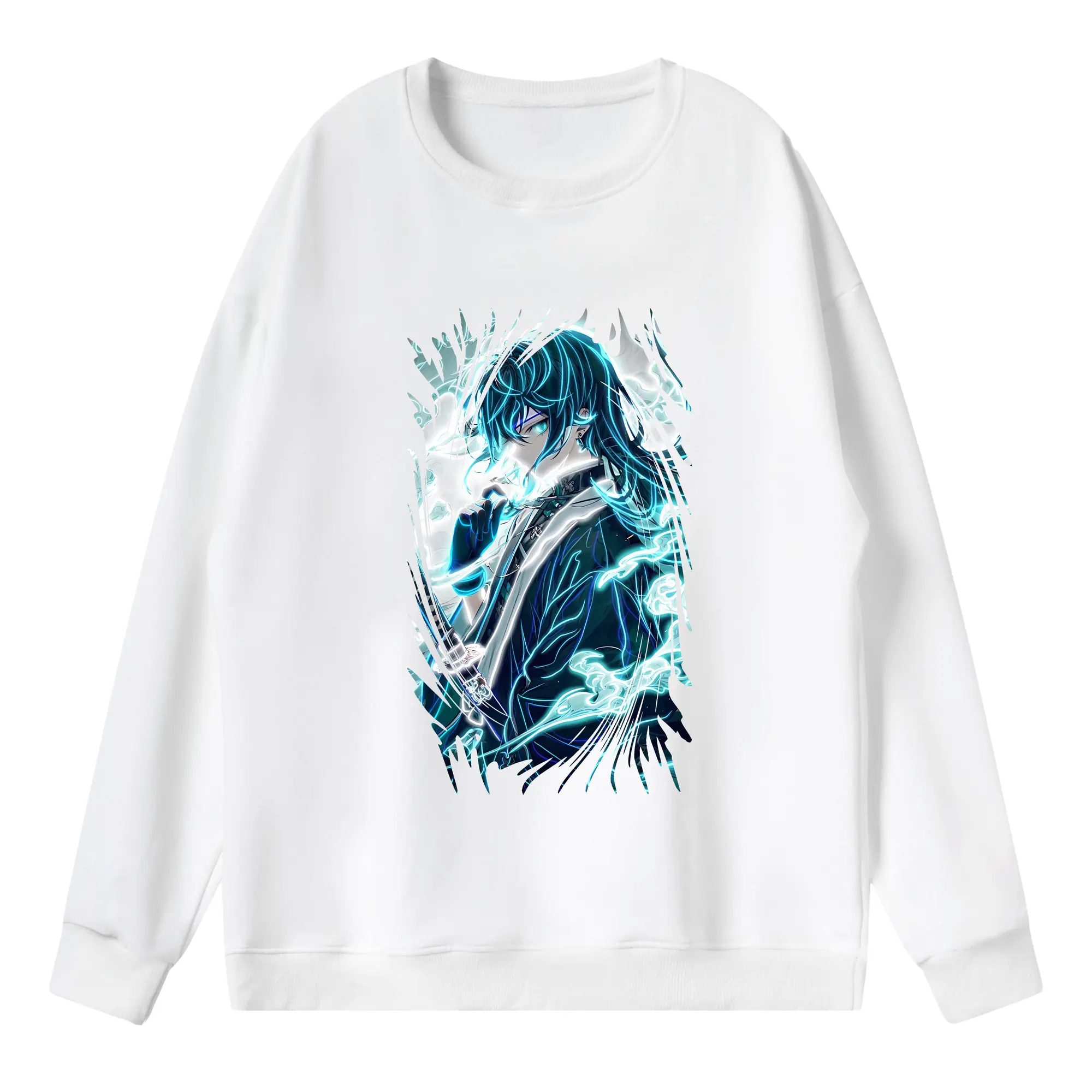 鬼滅の刃 グッズ,時透 無一郎 - 薄手 クルーネック スウェット 裏毛260g · ポリエステル 春秋向け カジュアル 男女兼用 · トレーナー デイリー スポーツ 散歩に最適