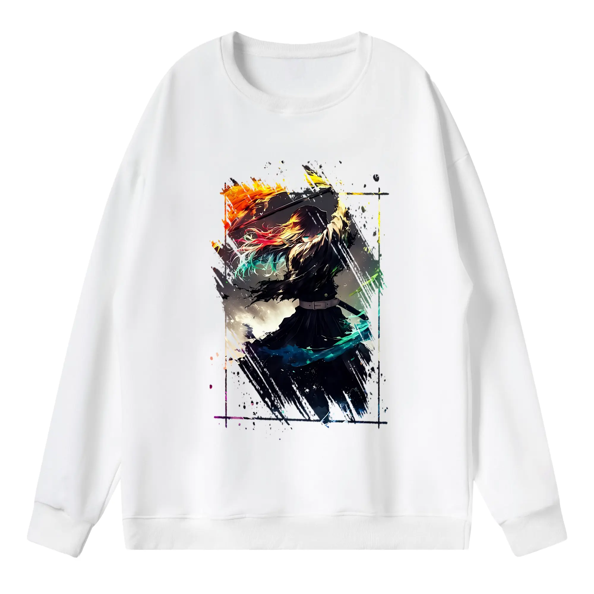 鬼滅の刃 グッズ,時透 無一郎 - 薄手 クルーネック スウェット 裏毛260g · ポリエステル 春秋向け カジュアル 男女兼用 · トレーナー デイリー スポーツ 散歩に最適