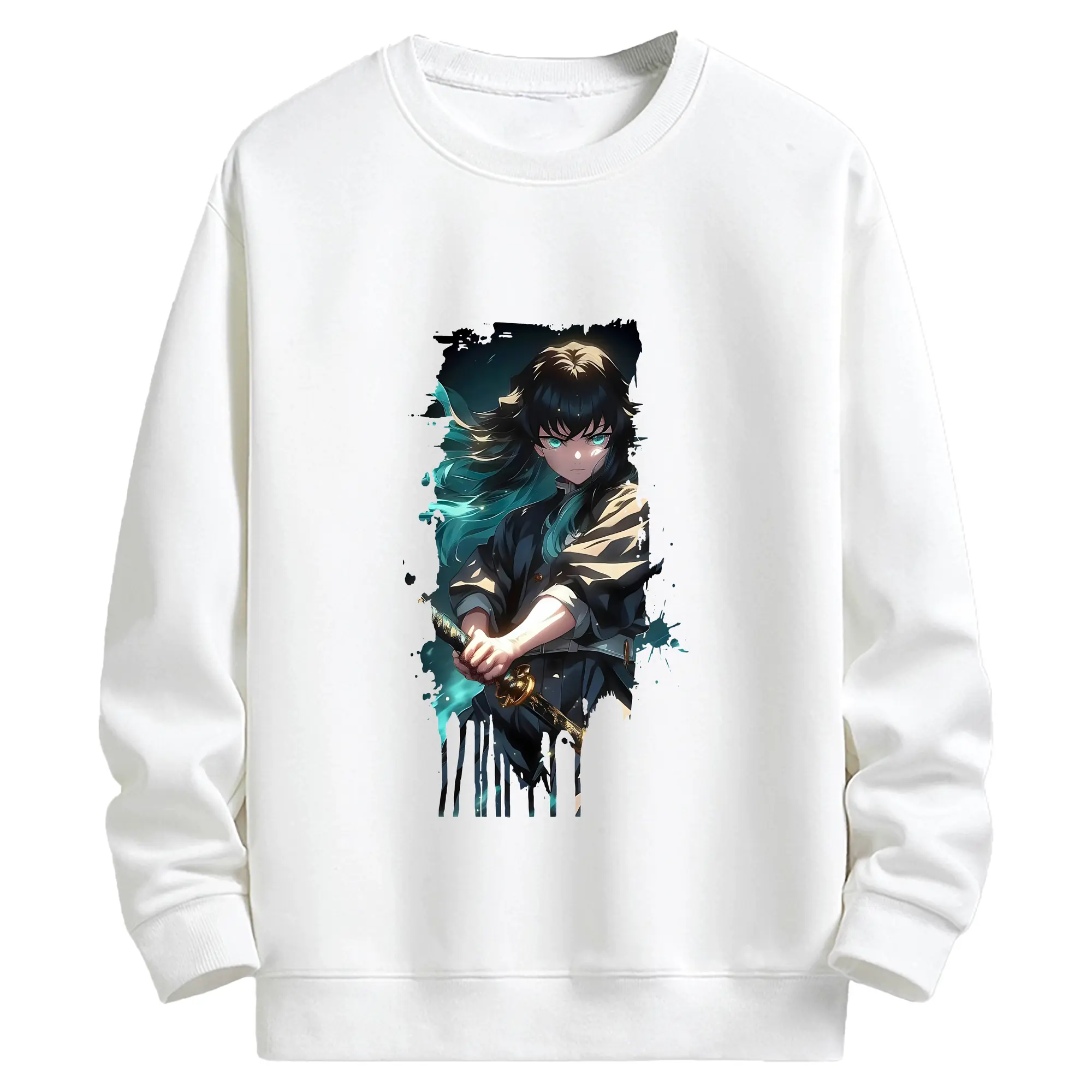 鬼滅の刃 グッズ,時透 無一郎 - キッズ クルーネックスウェットシャツ ・ フロントプリント ・ 綿80％ ポリエステル20％ ・ 快適 通学 スポーツ 日常使い お散歩用