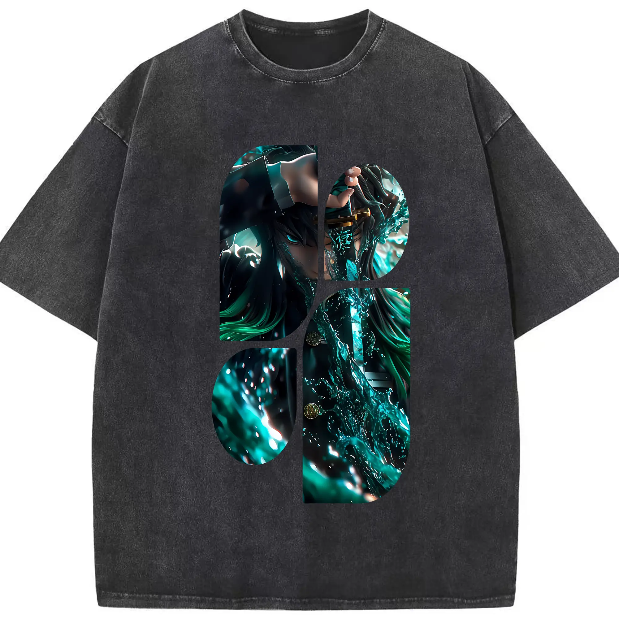 鬼滅の刃 グッズ,時透 無一郎 - 綿100％ ヴィンテージ風 半袖Tシャツ ・ フロントプリント ・ 柔らか肌触り ・ 通気性 快適 ・ スポーツ カジュアル 外出用