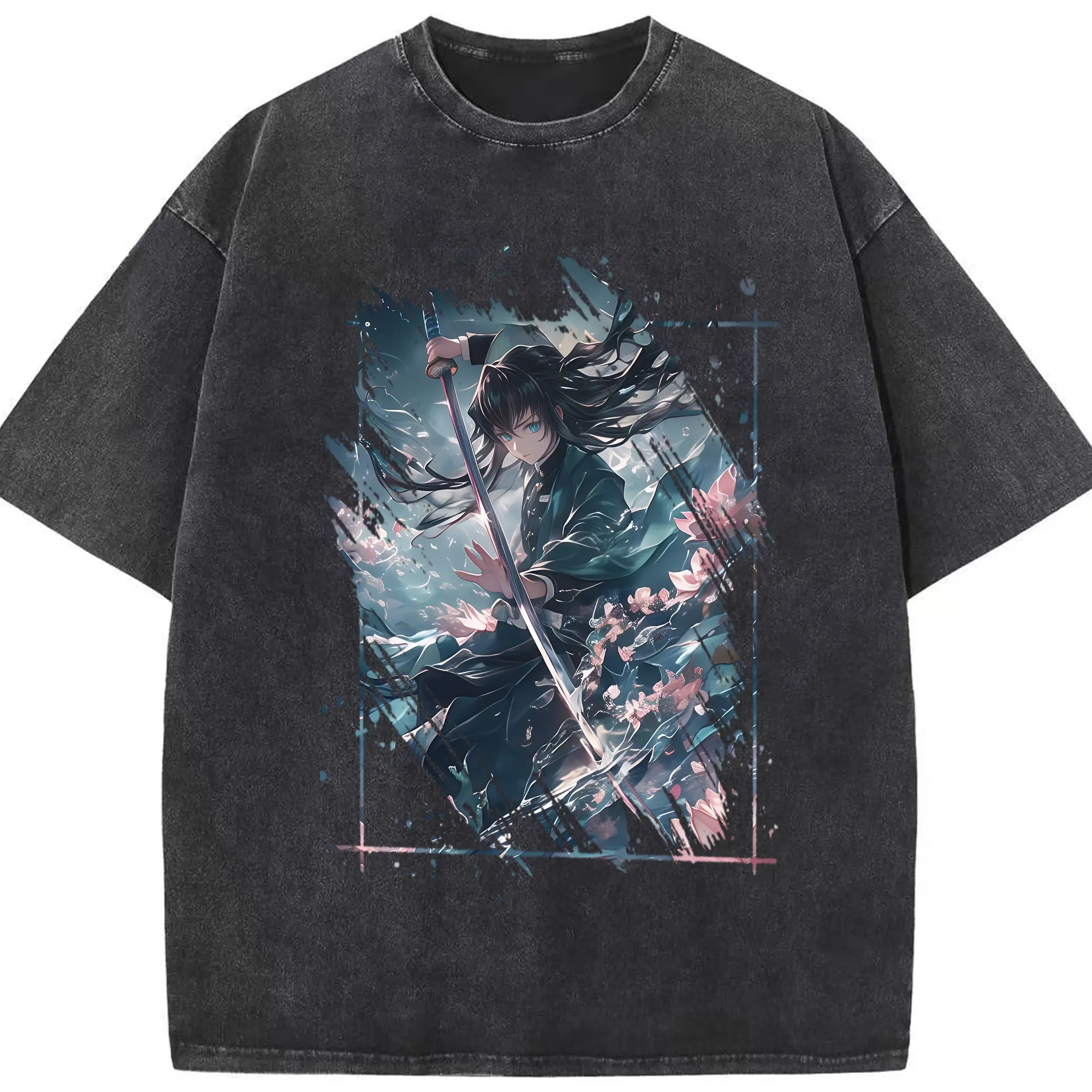 鬼滅の刃 グッズ,時透 無一郎 - 綿100％ ヴィンテージ風 半袖Tシャツ ・ フロントプリント ・ 柔らか肌触り ・ 通気性 快適 ・ スポーツ カジュアル 外出用