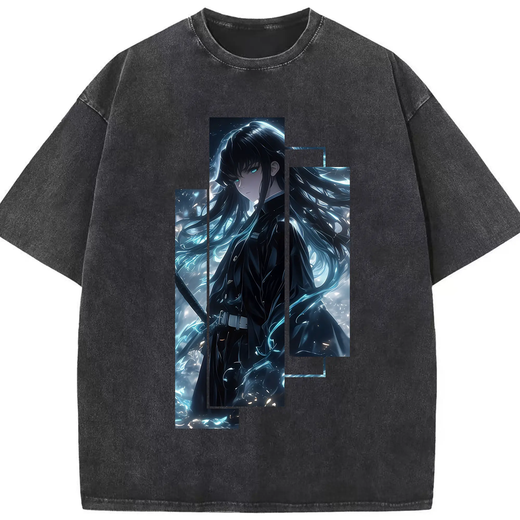 鬼滅の刃 グッズ,時透 無一郎 - 綿100％ ヴィンテージ風 半袖Tシャツ ・ フロントプリント ・ 柔らか肌触り ・ 通気性 快適 ・ スポーツ カジュアル 外出用