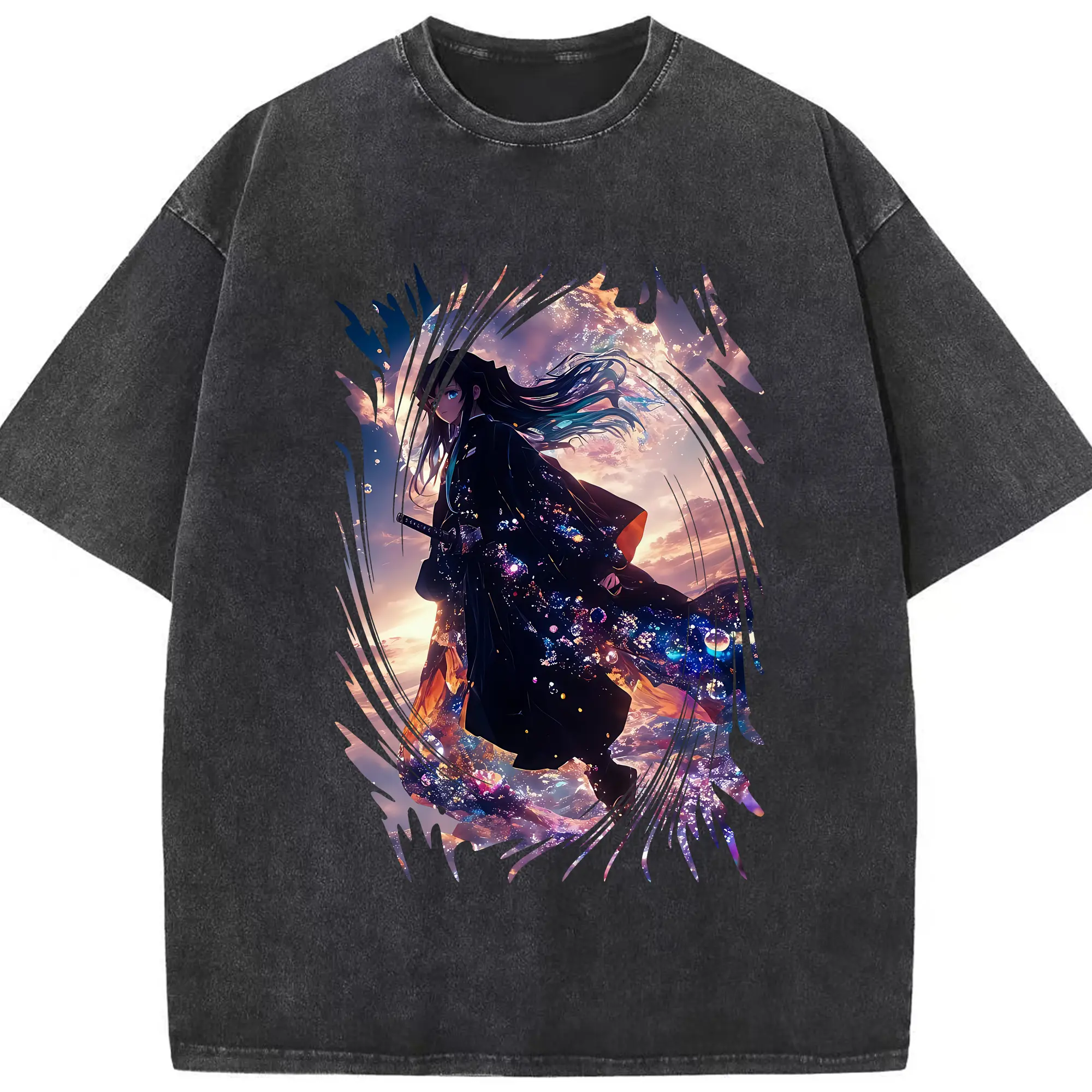 鬼滅の刃 グッズ,時透 無一郎 - 綿100％ ヴィンテージ風 半袖Tシャツ ・ フロントプリント ・ 柔らか肌触り ・ 通気性 快適 ・ スポーツ カジュアル 外出用