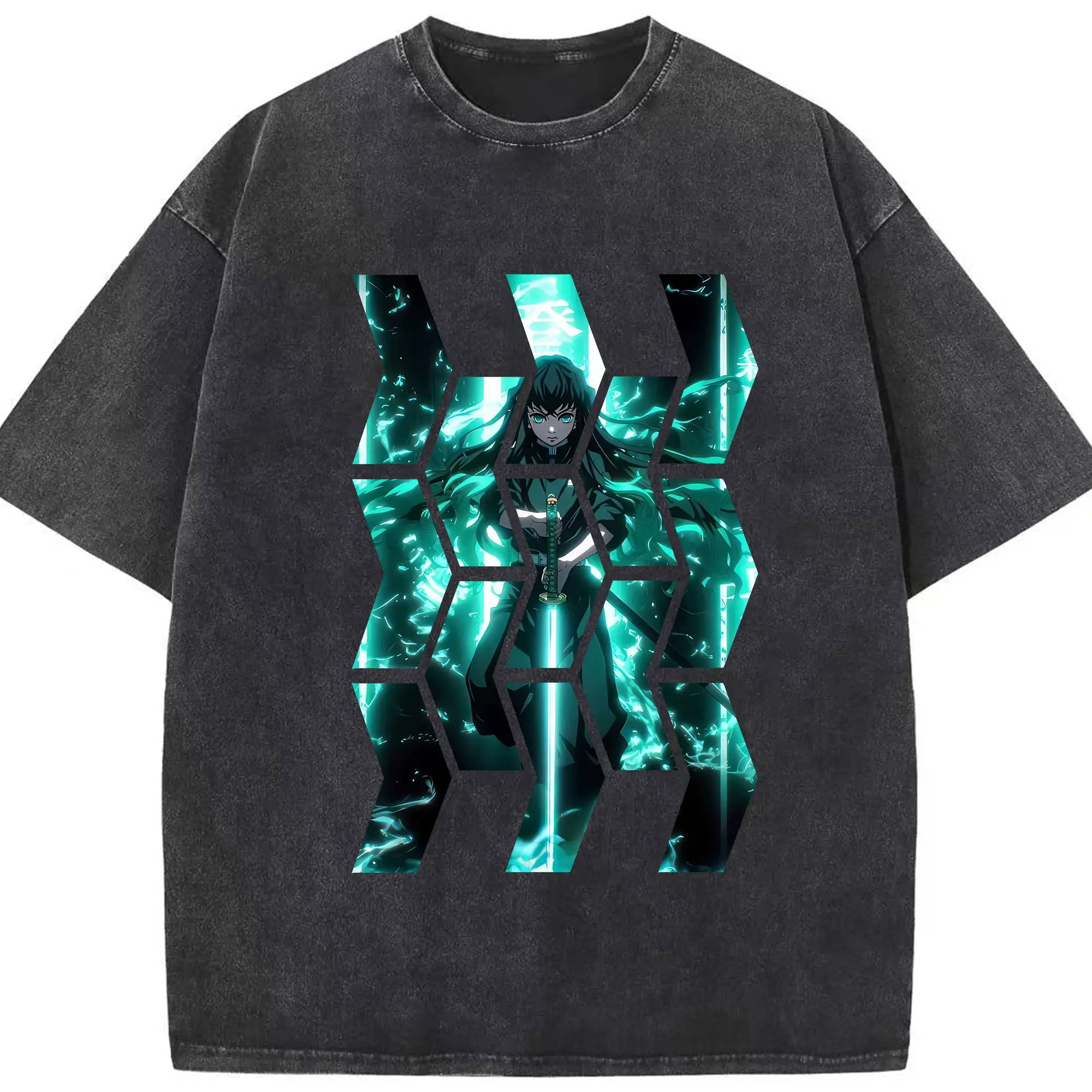 鬼滅の刃 グッズ,時透 無一郎 - 綿100％ ヴィンテージ風 半袖Tシャツ ・ フロントプリント ・ 柔らか肌触り ・ 通気性 快適 ・ スポーツ カジュアル 外出用