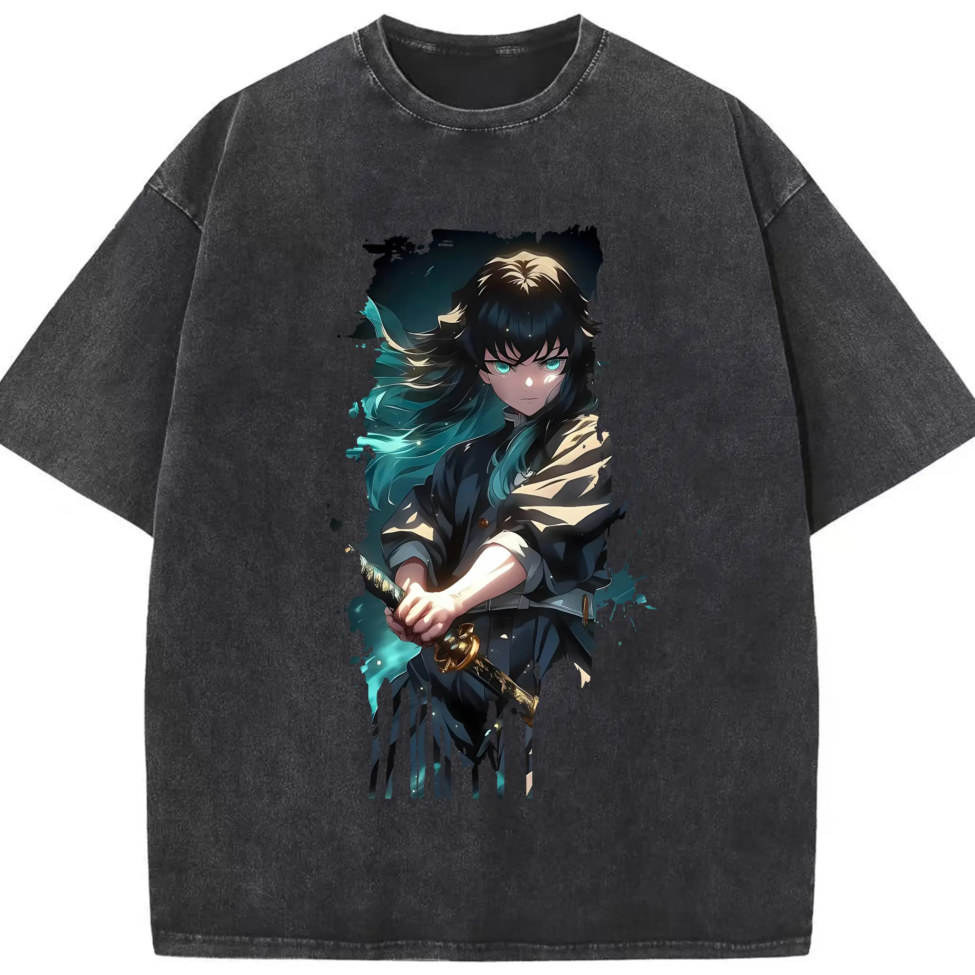 鬼滅の刃 グッズ,時透 無一郎 - 綿100％ ヴィンテージ風 半袖Tシャツ ・ フロントプリント ・ 柔らか肌触り ・ 通気性 快適 ・ スポーツ カジュアル 外出用