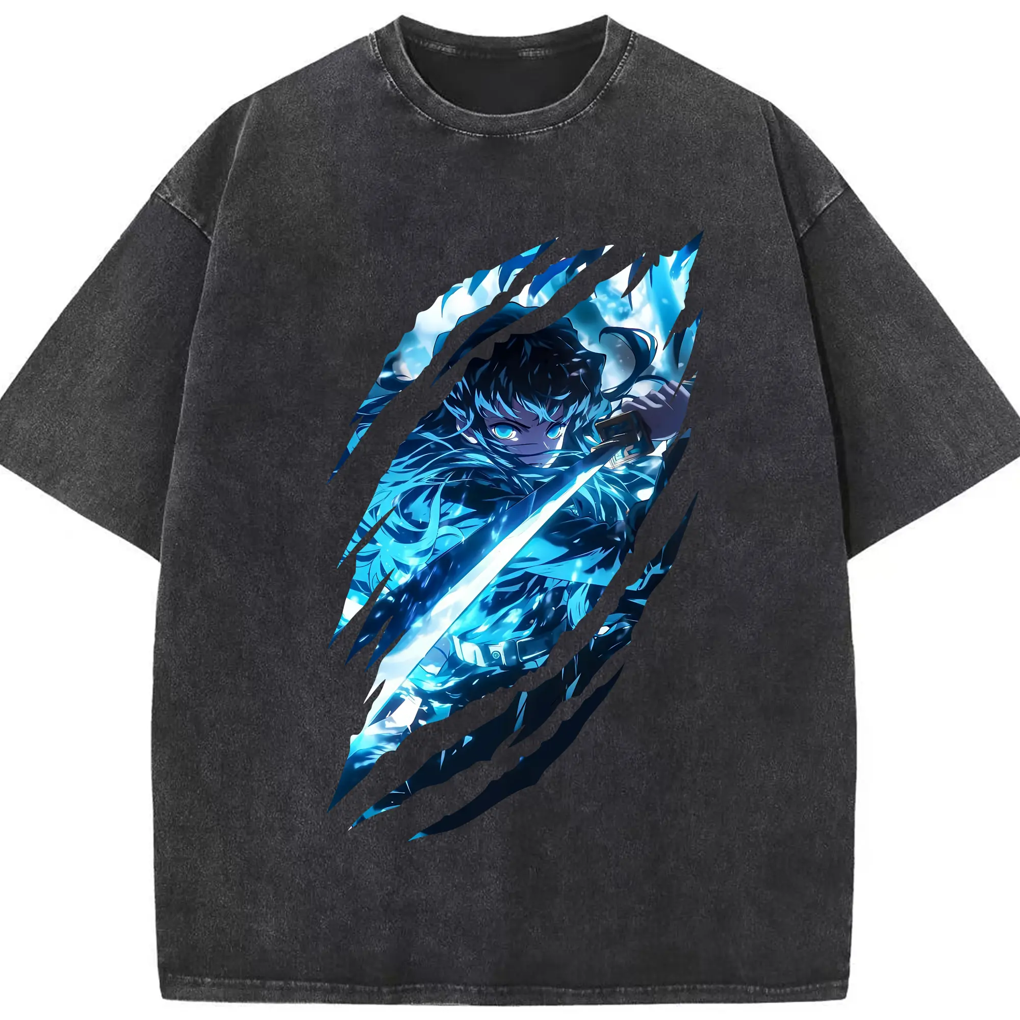 鬼滅の刃 グッズ,時透 無一郎 - 綿100％ ヴィンテージ風 半袖Tシャツ ・ フロントプリント ・ 柔らか肌触り ・ 通気性 快適 ・ スポーツ カジュアル 外出用