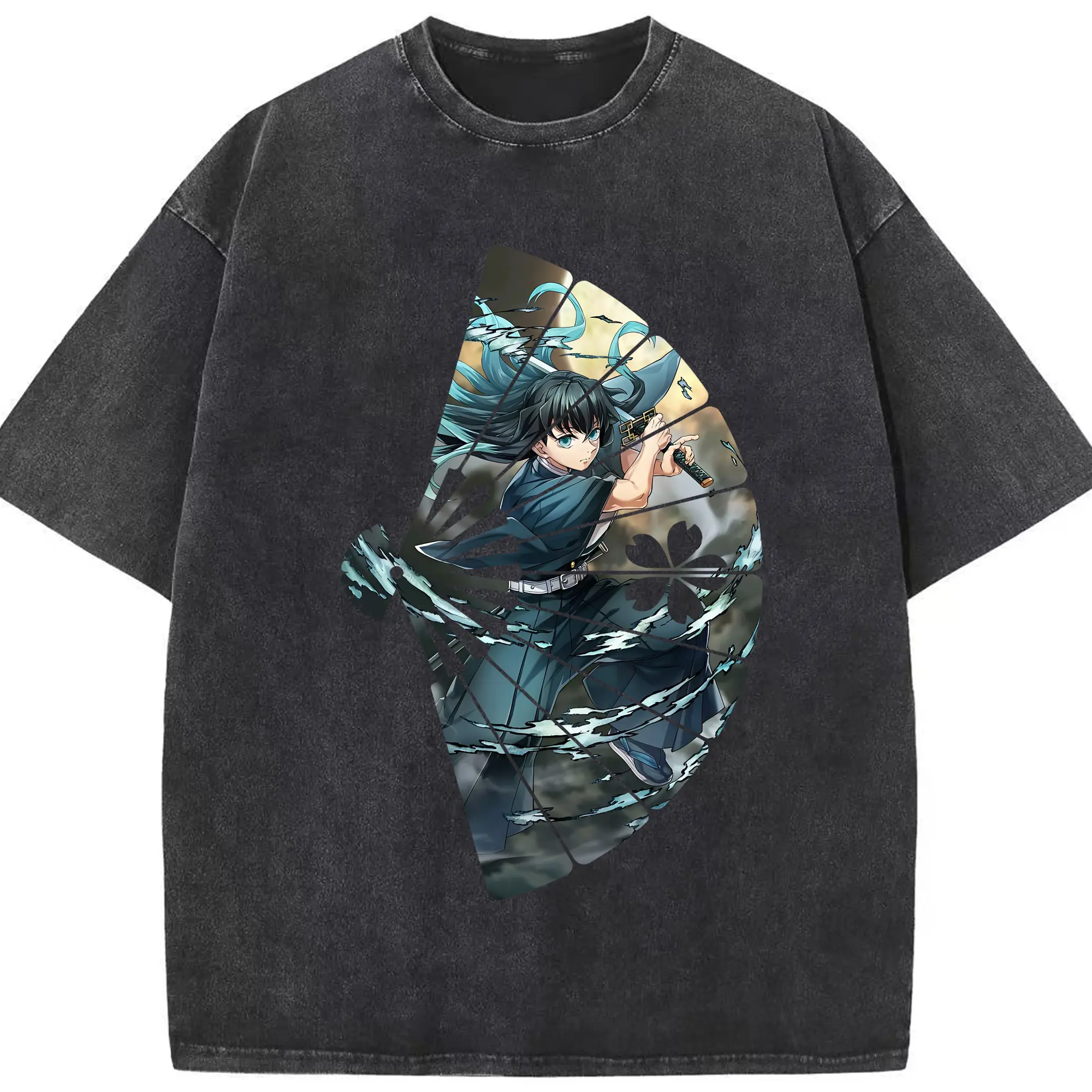 鬼滅の刃 グッズ,時透 無一郎 - 綿100％ ヴィンテージ風 半袖Tシャツ ・ フロントプリント ・ 柔らか肌触り ・ 通気性 快適 ・ スポーツ カジュアル 外出用