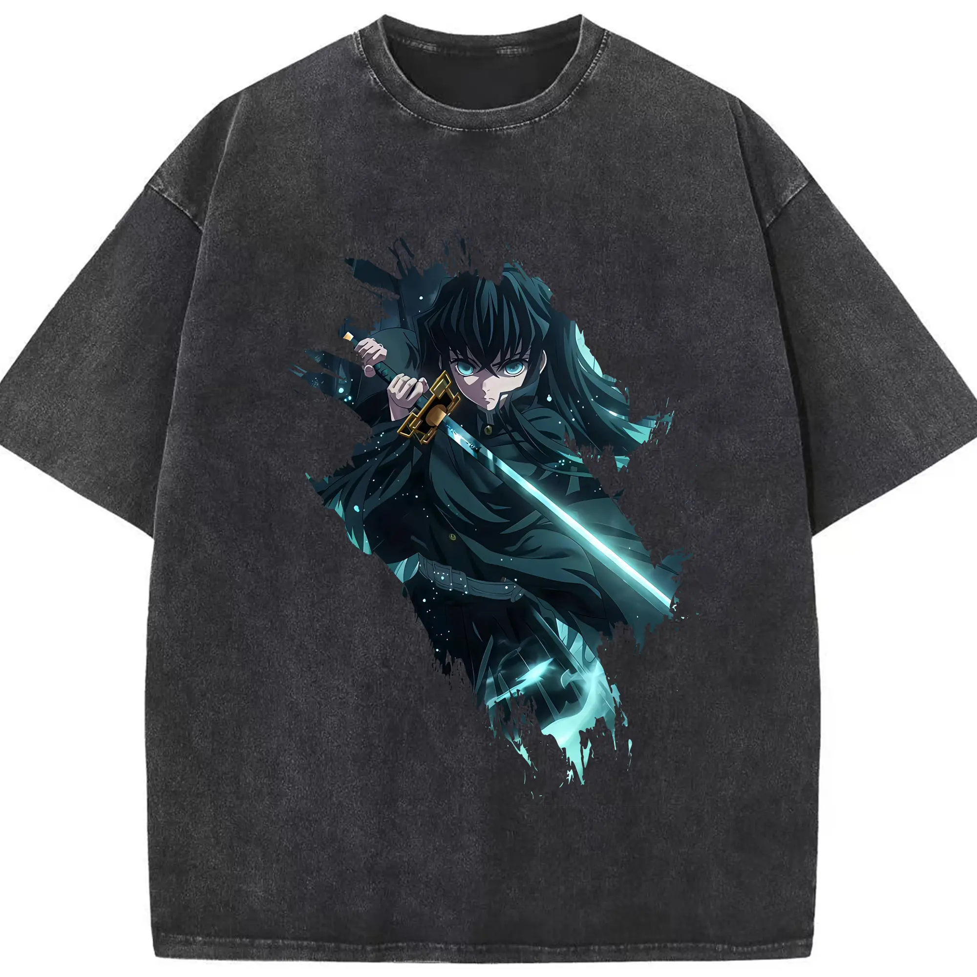 鬼滅の刃 グッズ,時透 無一郎 - 綿100％ ヴィンテージ風 半袖Tシャツ ・ フロントプリント ・ 柔らか肌触り ・ 通気性 快適 ・ スポーツ カジュアル 外出用