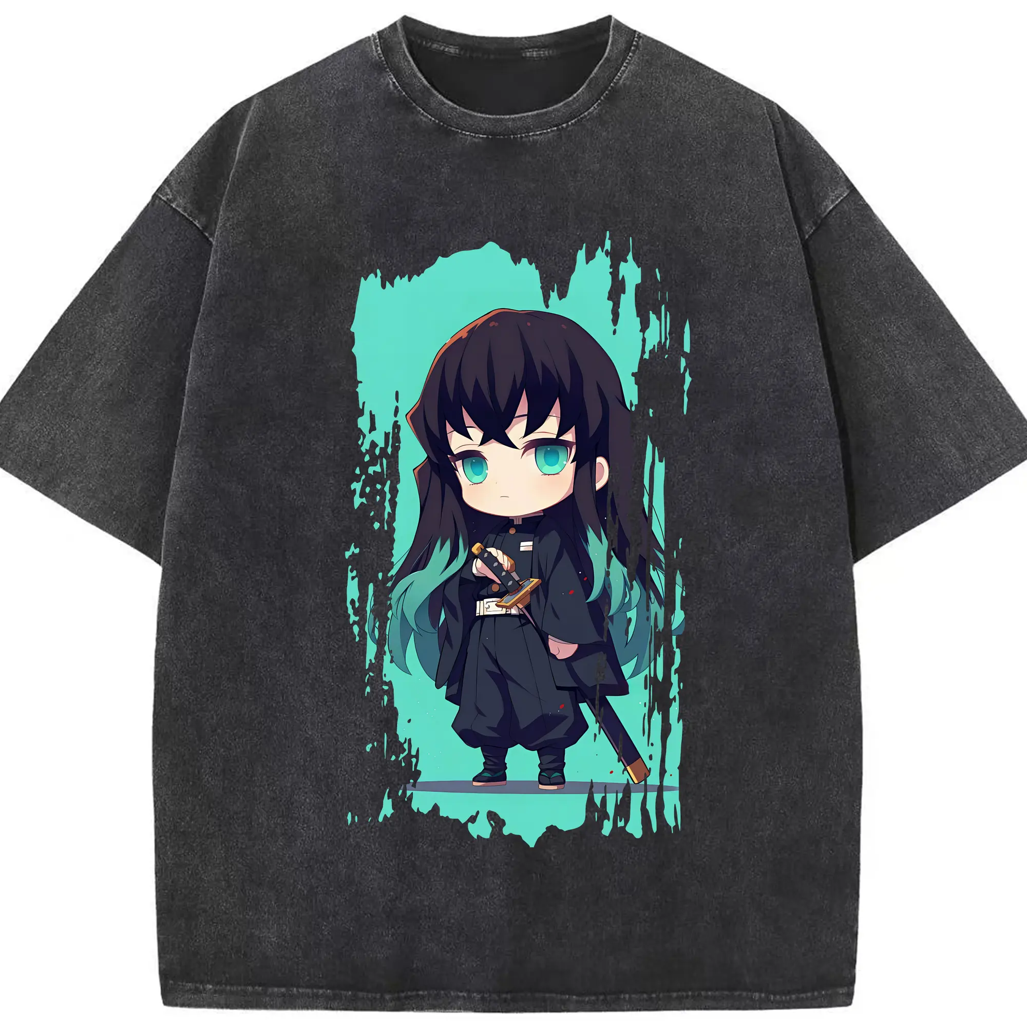 鬼滅の刃 グッズ,時透 無一郎 - 綿100％ ヴィンテージ風 半袖Tシャツ ・ フロントプリント ・ 柔らか肌触り ・ 通気性 快適 ・ スポーツ カジュアル 外出用