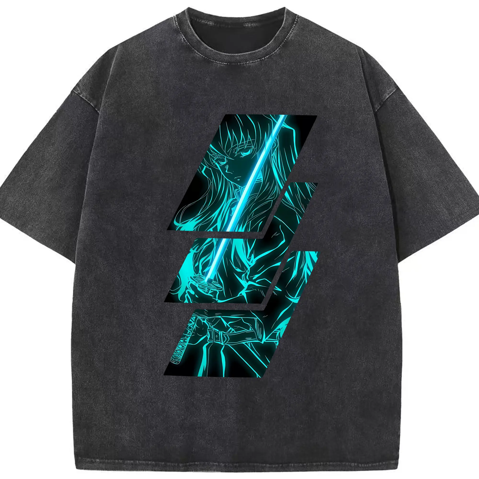 鬼滅の刃 グッズ,時透 無一郎 - 綿100％ ヴィンテージ風 半袖Tシャツ ・ フロントプリント ・ 柔らか肌触り ・ 通気性 快適 ・ スポーツ カジュアル 外出用