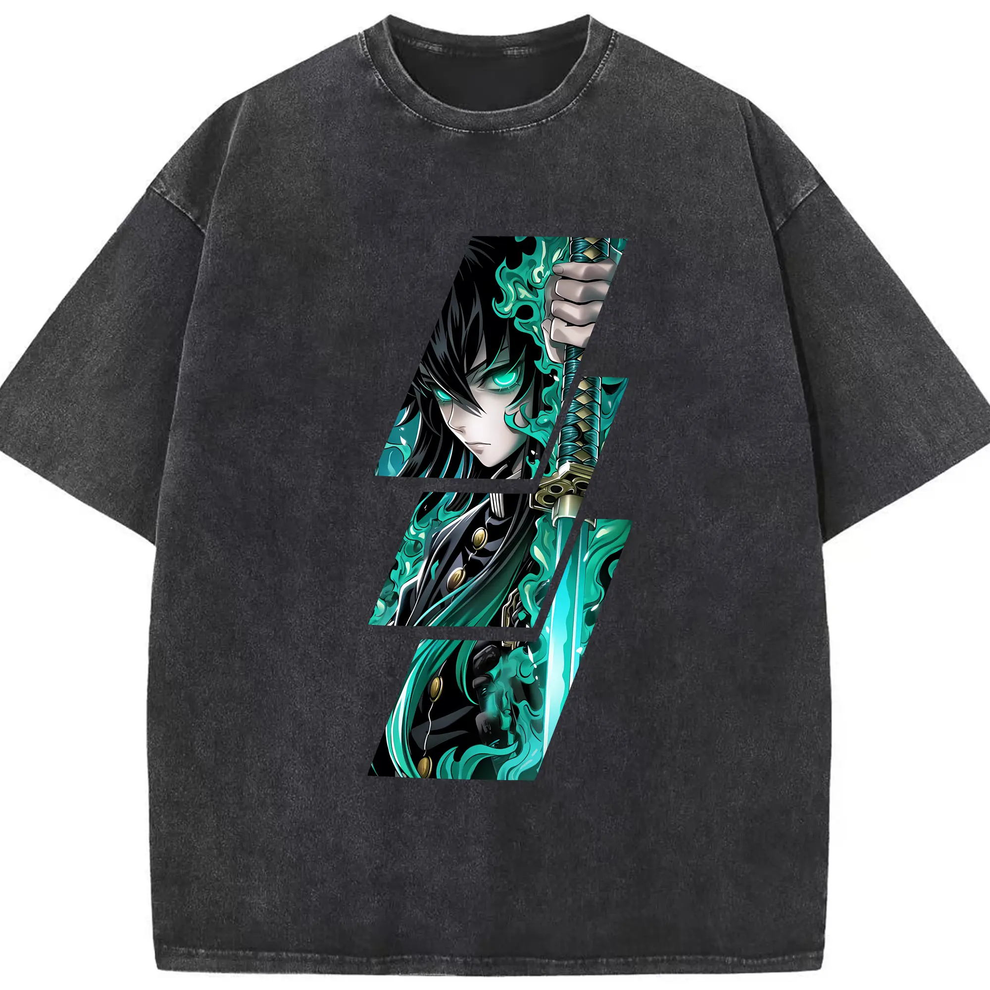 鬼滅の刃 グッズ,時透 無一郎 - 綿100％ ヴィンテージ風 半袖Tシャツ ・ フロントプリント ・ 柔らか肌触り ・ 通気性 快適 ・ スポーツ カジュアル 外出用