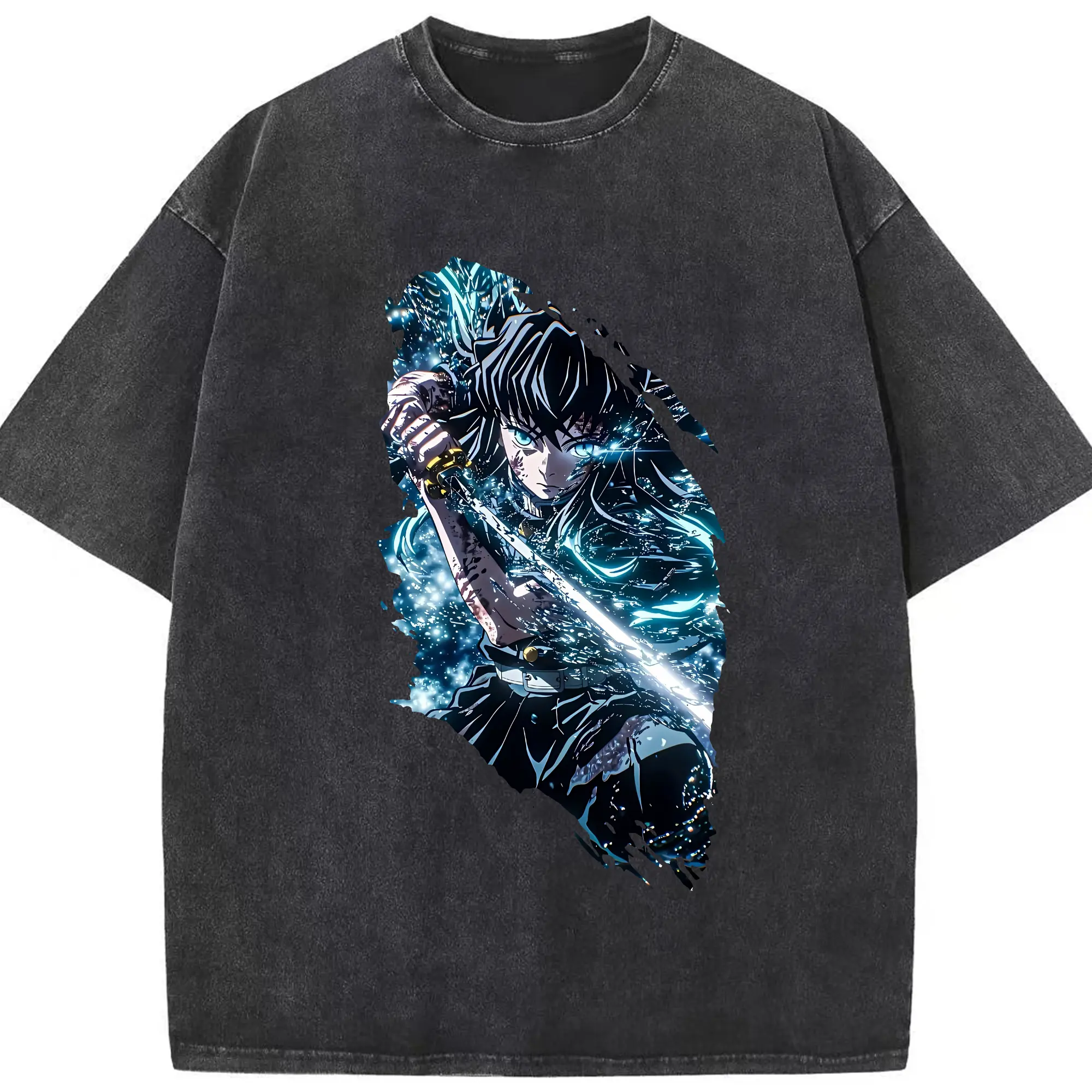 鬼滅の刃 グッズ,時透 無一郎 - 綿100％ ヴィンテージ風 半袖Tシャツ ・ フロントプリント ・ 柔らか肌触り ・ 通気性 快適 ・ スポーツ カジュアル 外出用