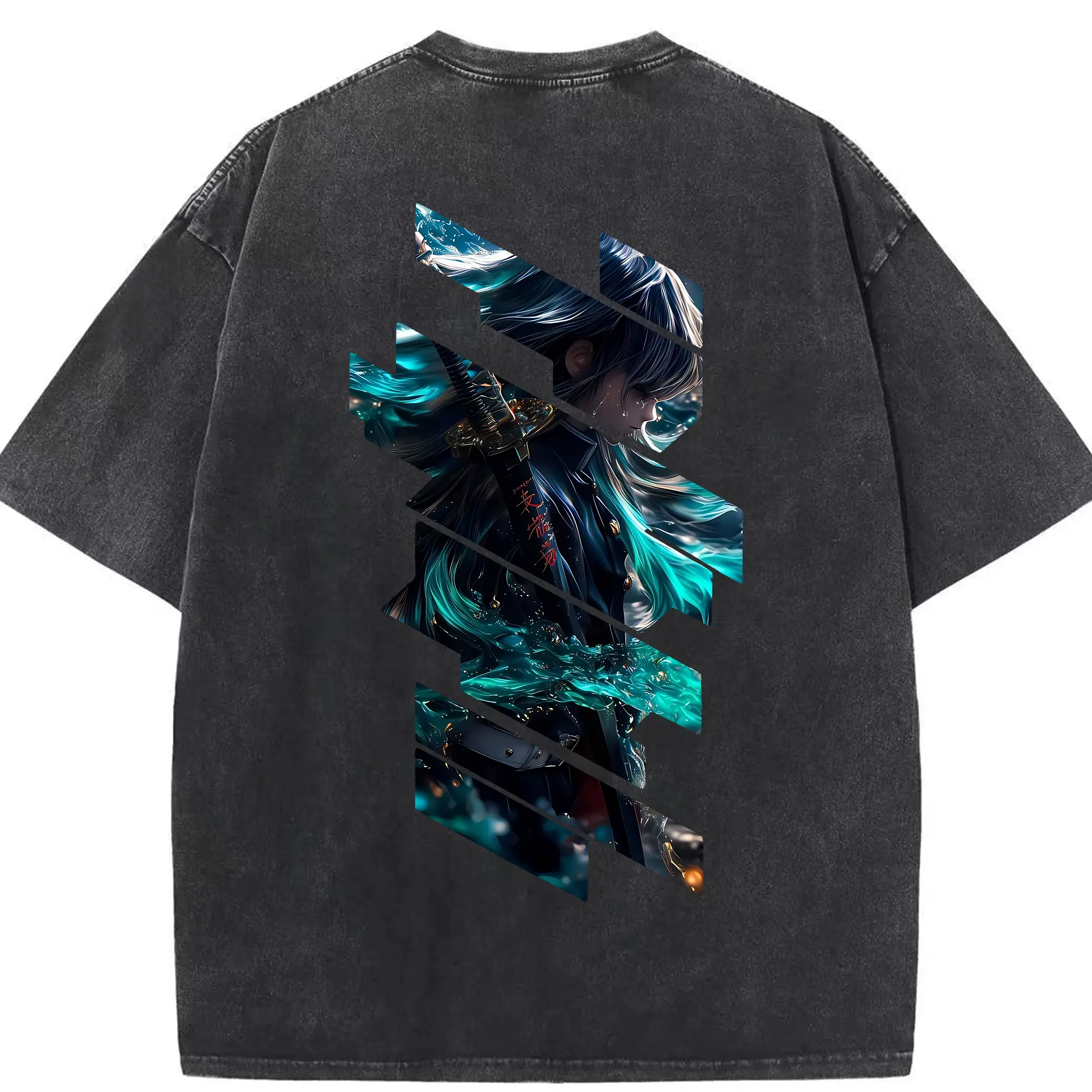 鬼滅の刃 グッズ,時透 無一郎 - 綿100％ ヴィンテージ風 半袖Tシャツ ・ 背面プリント ・ 柔らか肌触り ・ 通気性 快適 ・ スポーツ カジュアル 外出用