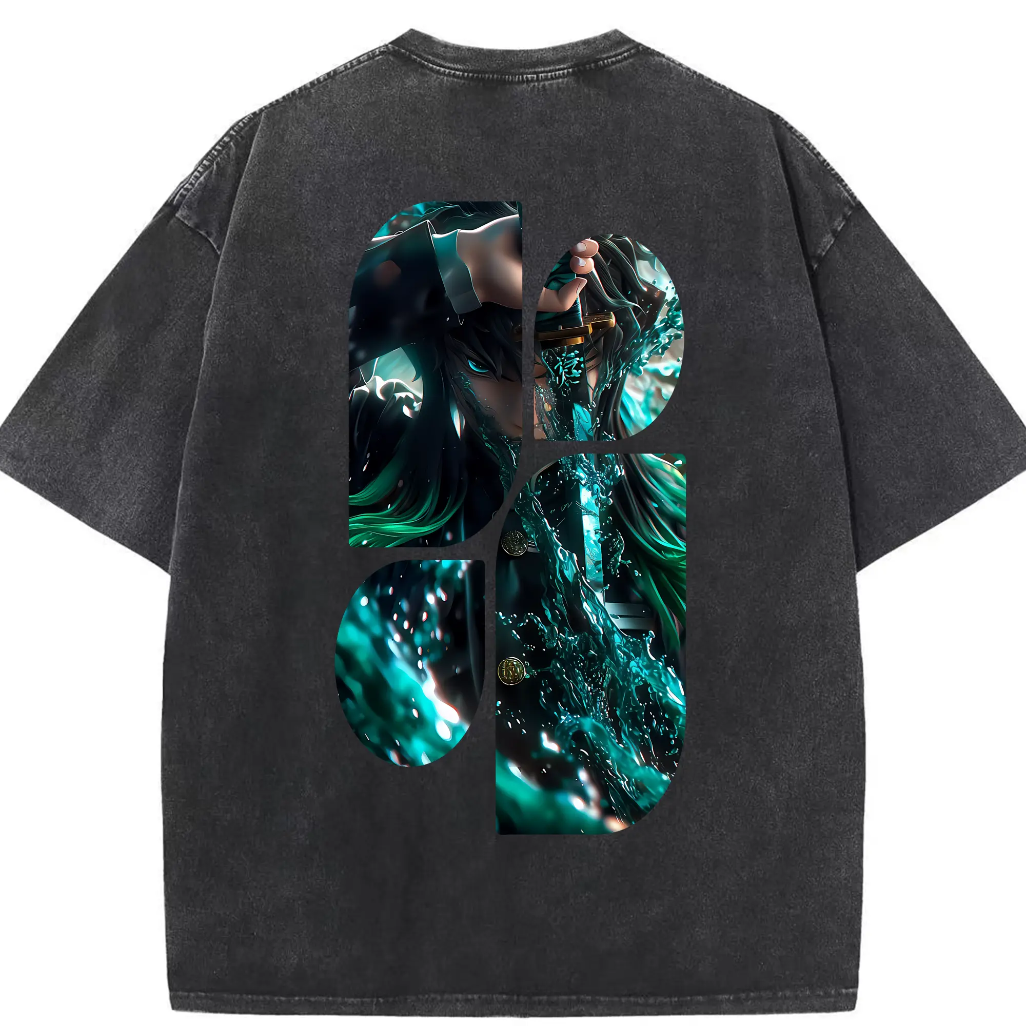 鬼滅の刃 グッズ,時透 無一郎 - 綿100％ ヴィンテージ風 半袖Tシャツ ・ 背面プリント ・ 柔らか肌触り ・ 通気性 快適 ・ スポーツ カジュアル 外出用