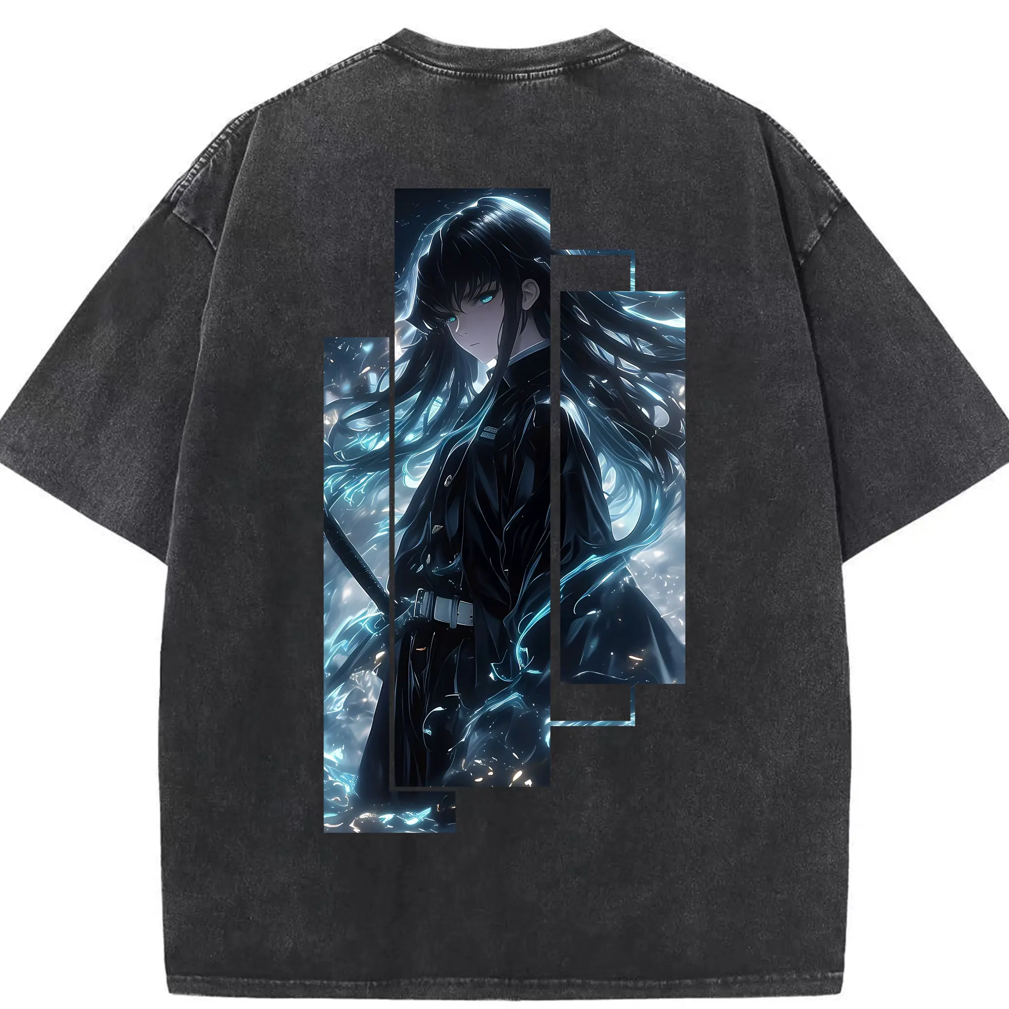 鬼滅の刃 グッズ,時透 無一郎 - 綿100％ ヴィンテージ風 半袖Tシャツ ・ 背面プリント ・ 柔らか肌触り ・ 通気性 快適 ・ スポーツ カジュアル 外出用