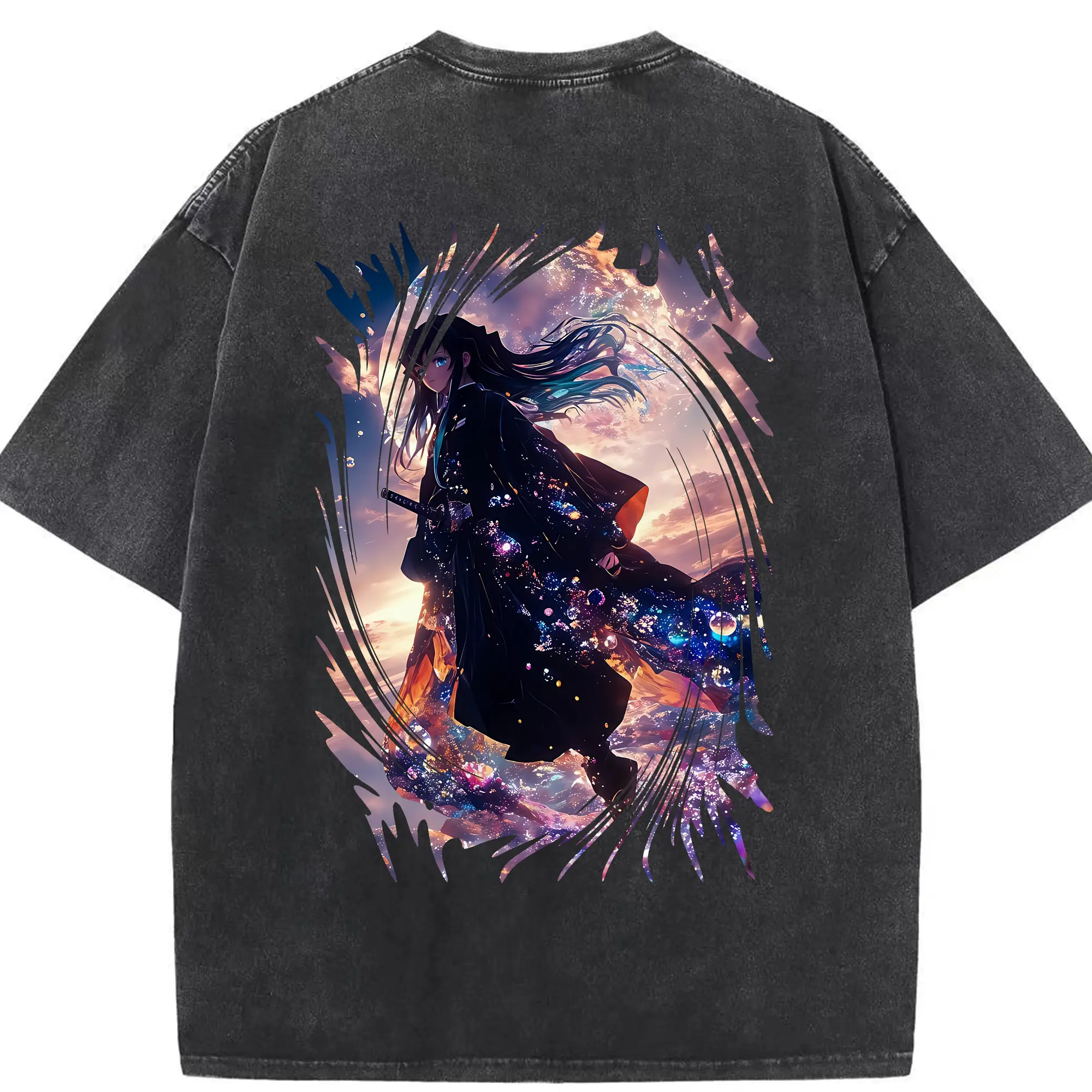 鬼滅の刃 グッズ,時透 無一郎 - 綿100％ ヴィンテージ風 半袖Tシャツ ・ 背面プリント ・ 柔らか肌触り ・ 通気性 快適 ・ スポーツ カジュアル 外出用